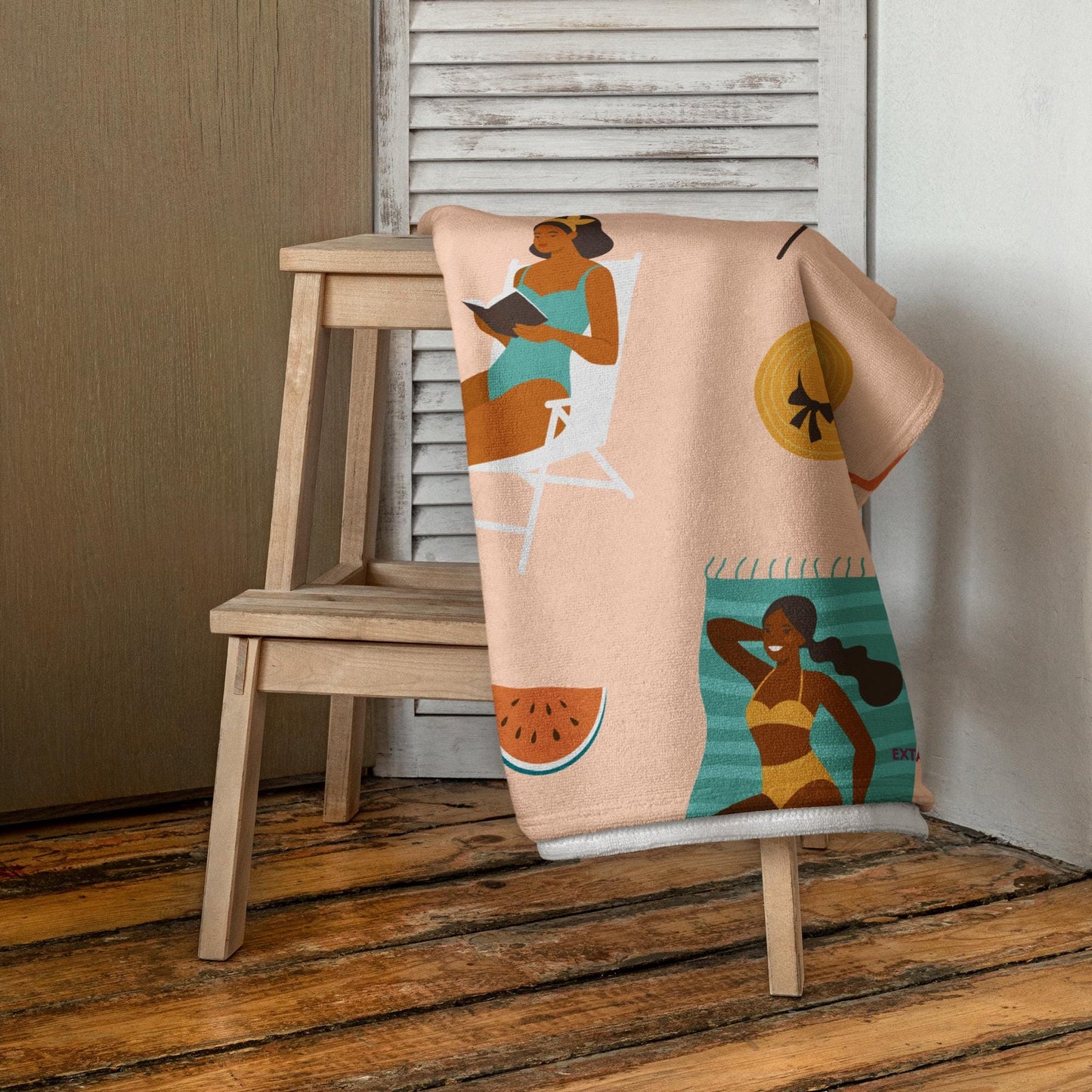 Serviette de Bain et de Plage en Coton - Douce, Absorbante et Compacte - Voyage, Sport, Design des Silhouettes Feminine, Femmes, Plage, été