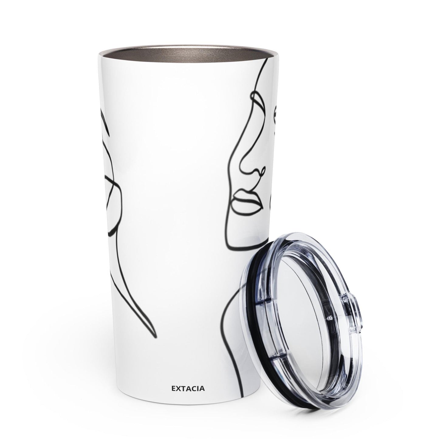 Mug isotherme inox - Gobelet en acier inoxydable étanche, Double Paroi - Mug de voyage 600 ml (20 oz) - Design Minimaliste Calligraphie