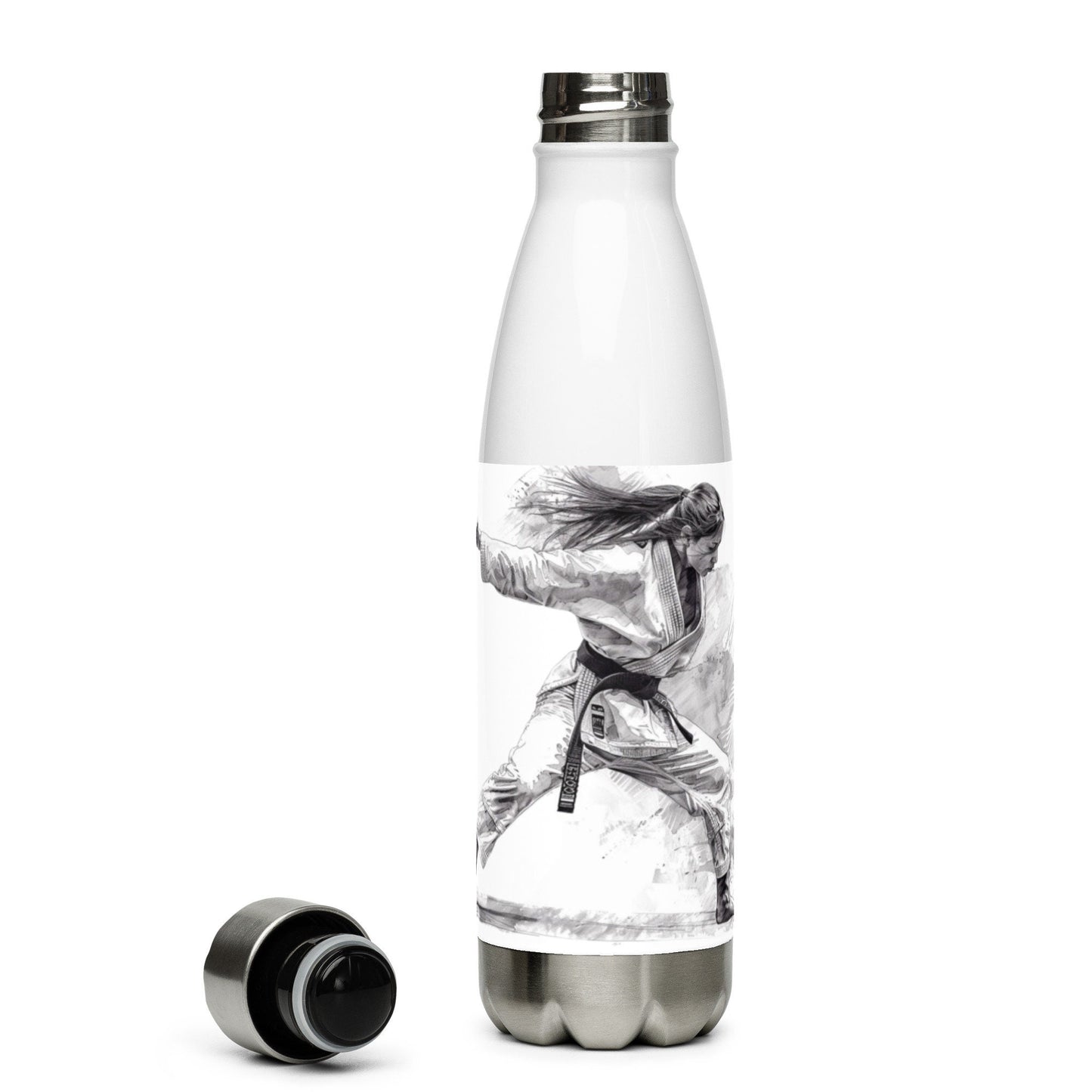 Bouteille Noir - Gourde Étanche Isotherme en Acier Inoxydable – Design Arts Martiaux - Durable – Bureau, Sport, Camping Randonnée cadeau
