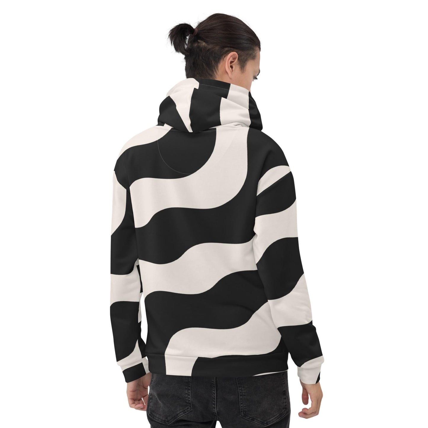 Sweat à capuche pour homme - Beige & Noir – Confort durable, matière recyclée – Graphique Minimaliste