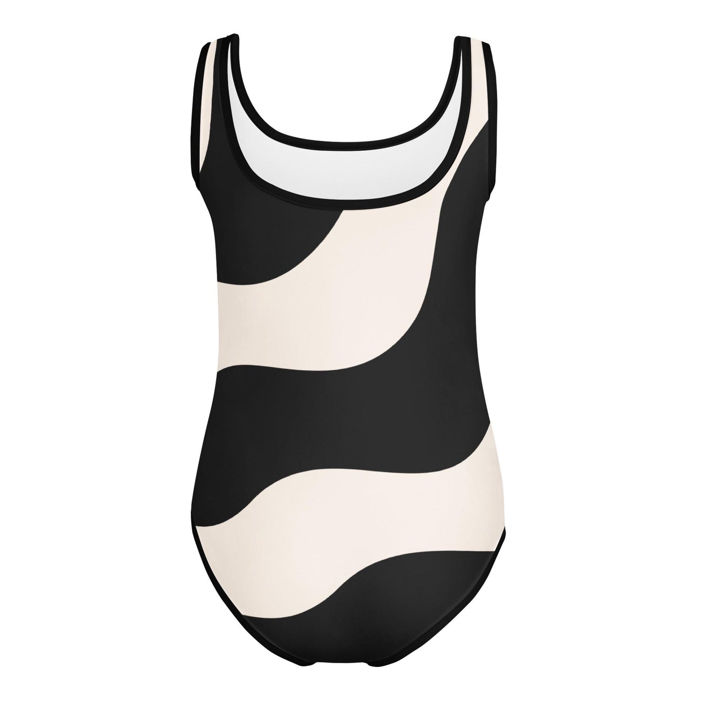 Maillot de bain 1 pièce pour petite fille – Beige & Noir – Confort, maintien & séchage rapide – Graphique