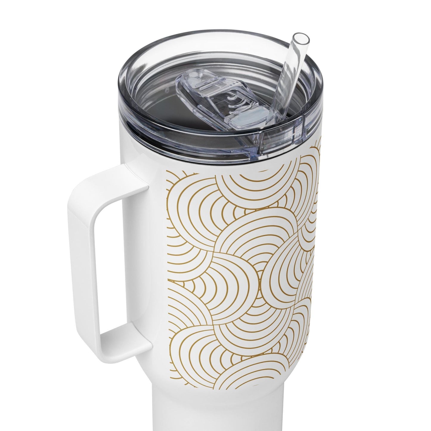 Mug Isotherme Inox - Mug de Voyage Isotherme en Acier Inoxydable avec Anse â Design Graphique - THERMOS, gobelet - Durable, LĂ©ger, Ătanche