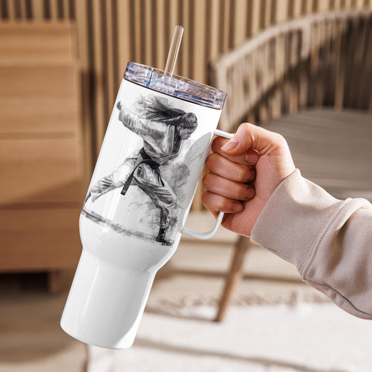 Mug Isotherme Inox - Mug de Voyage Isotherme en Acier Inoxydable avec Anse – Design Arts Martiaux - THERMOS, gobelet - Durable, Étanche