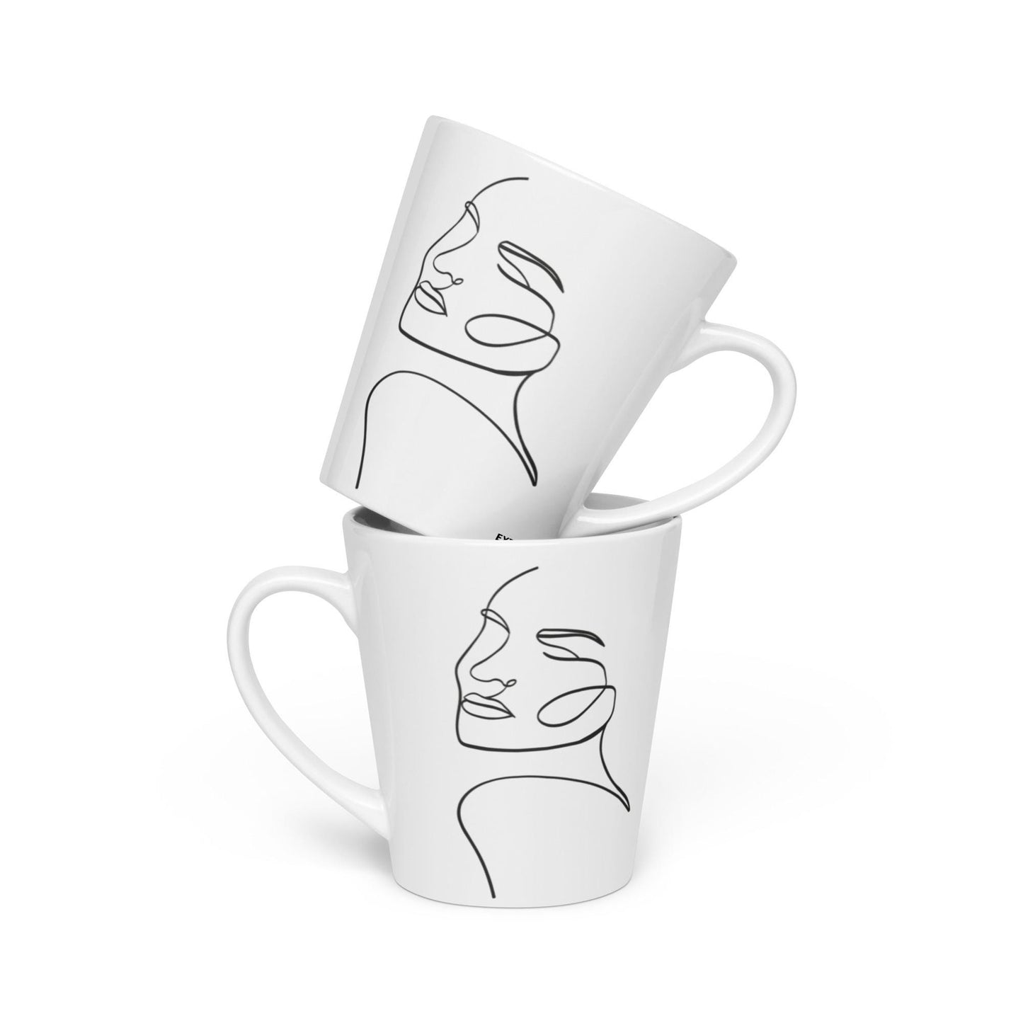 Mug à café en Céramique Blanche - Tasse 12 oz - Élégante, Ergonomique – Bureau, Cuisine, Maison, Cadeau - Design minimaliste Calligraphie