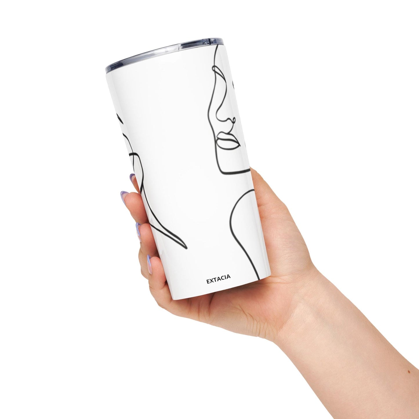 Mug isotherme inox - Gobelet en acier inoxydable étanche, Double Paroi - Mug de voyage 600 ml (20 oz) - Design Minimaliste Calligraphie