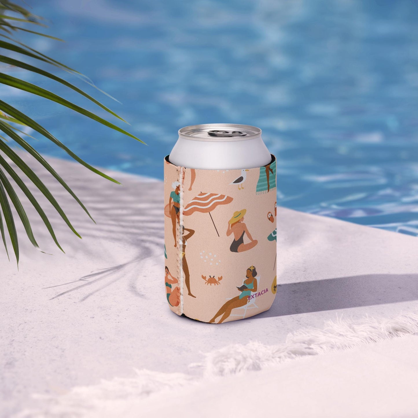 Housse Isotherme, Manchon Refroidisseur - Boisson Bouteille canette, anti-condensation réutilisable -Design Silhouettes Femmes Plage été