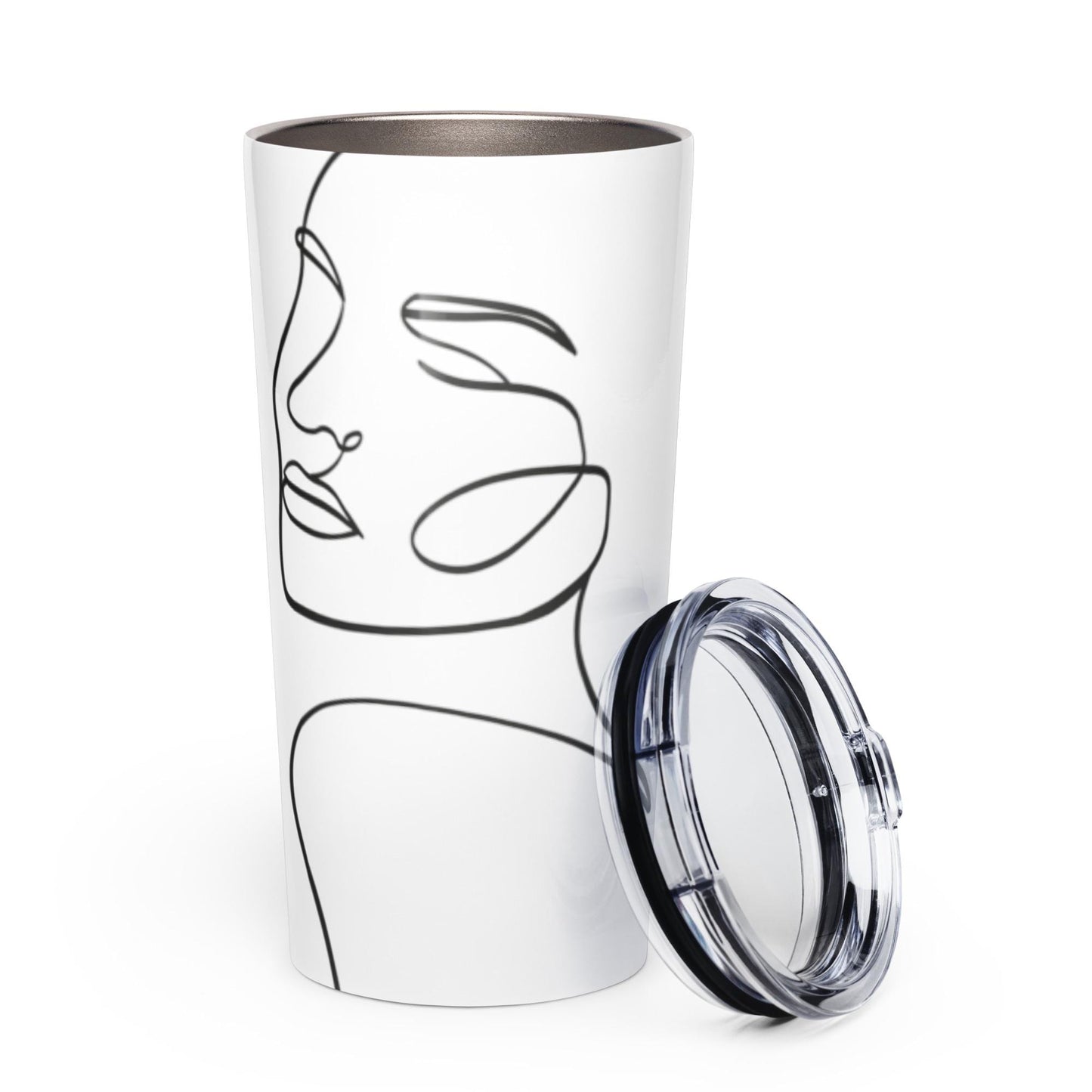 Mug isotherme inox - Gobelet en acier inoxydable étanche, Double Paroi - Mug de voyage 600 ml (20 oz) - Design Minimaliste Calligraphie
