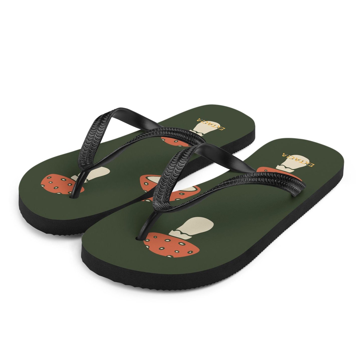 Tongs pour Homme, Personnalisables – Confortables, Antidérapantes, Été & Plage – Léger, Souple, Idée Cadeau - Design Minimaliste Champignons