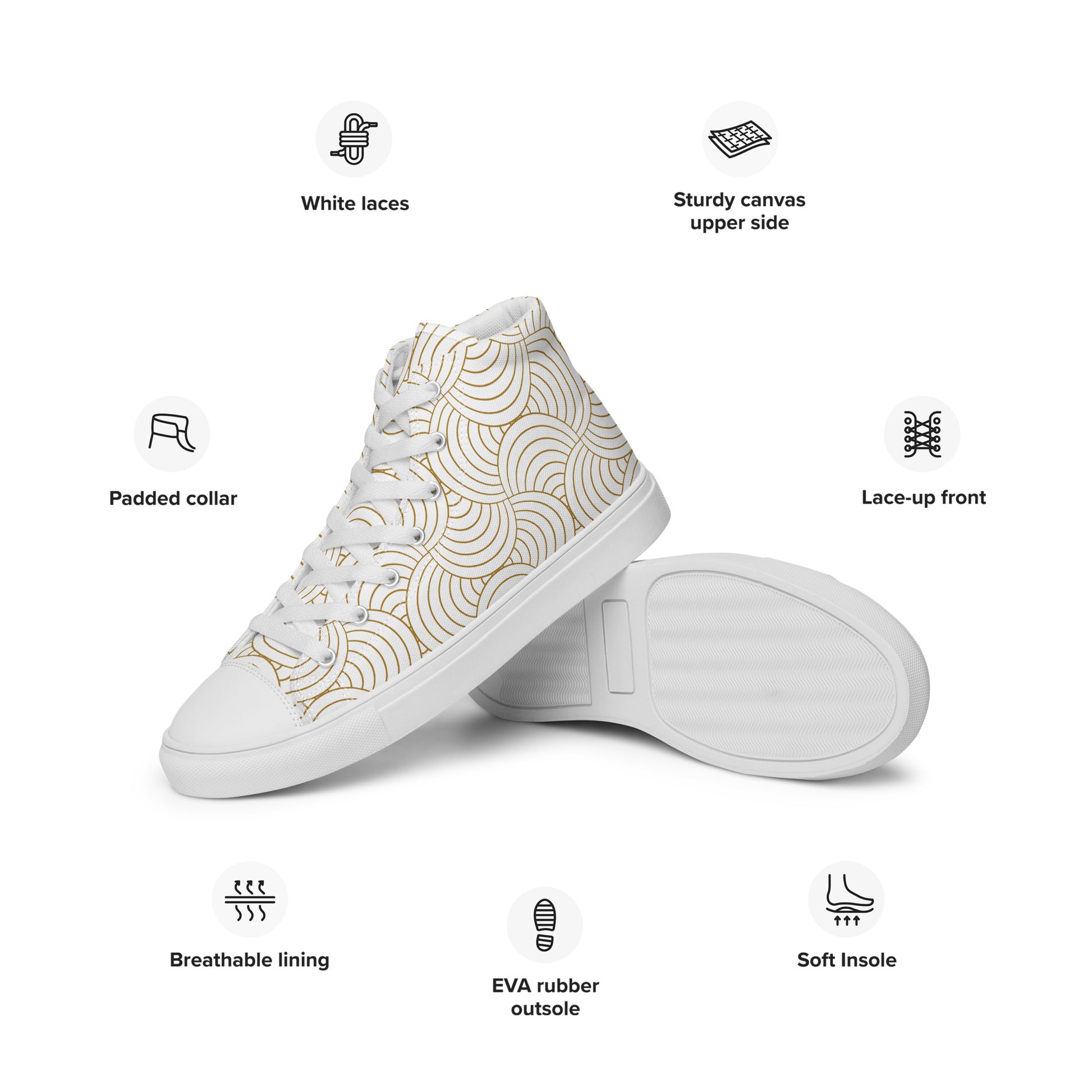 Baskets hautes femme - blanc et or – détail semelle extérieure adhérente