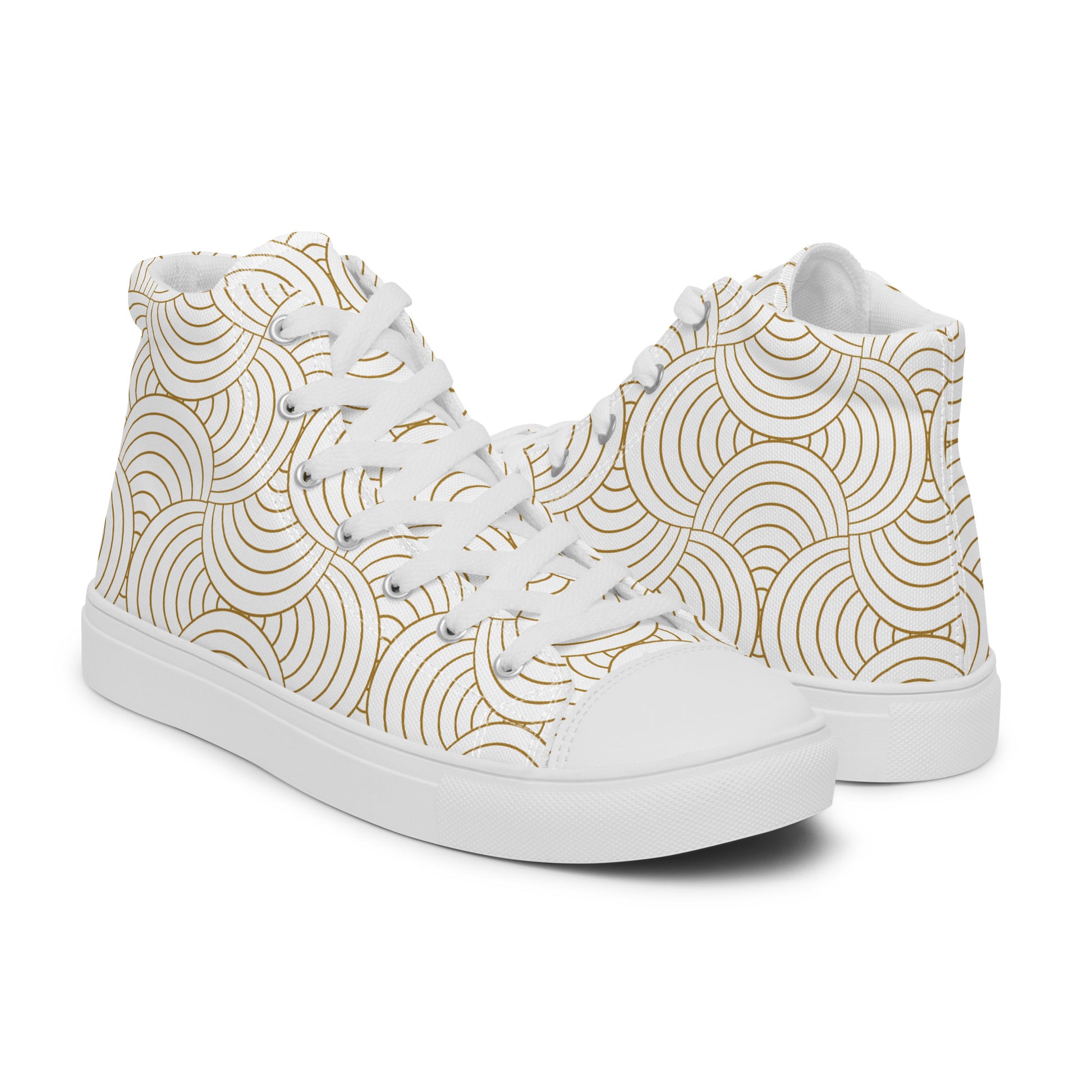 Baskets hautes femme - blanc et or – vue 3/4, silhouette complète