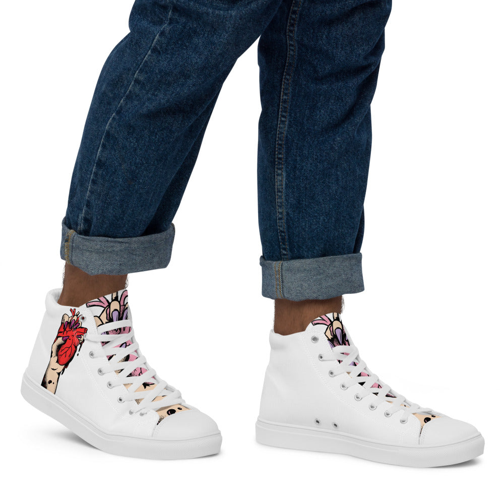 Baskets montantes homme - Couer déjà Pris - semelle blanche - portées, maintien de cheville en marche urbaine