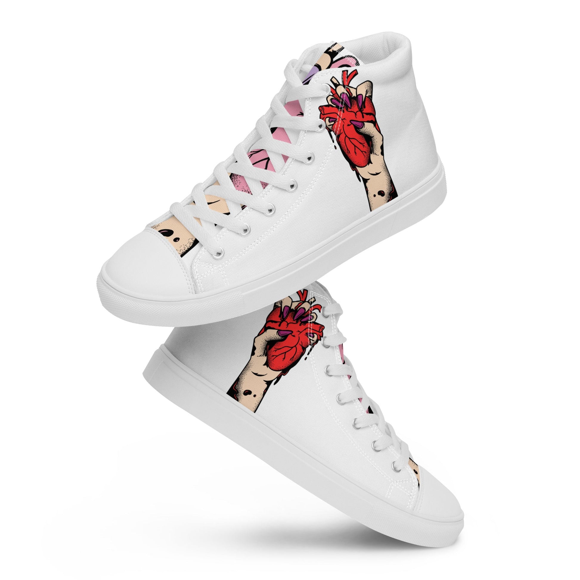 Baskets montantes homme - Couer déjà Pris - semelle blanche – vue 3/4, silhouette complète