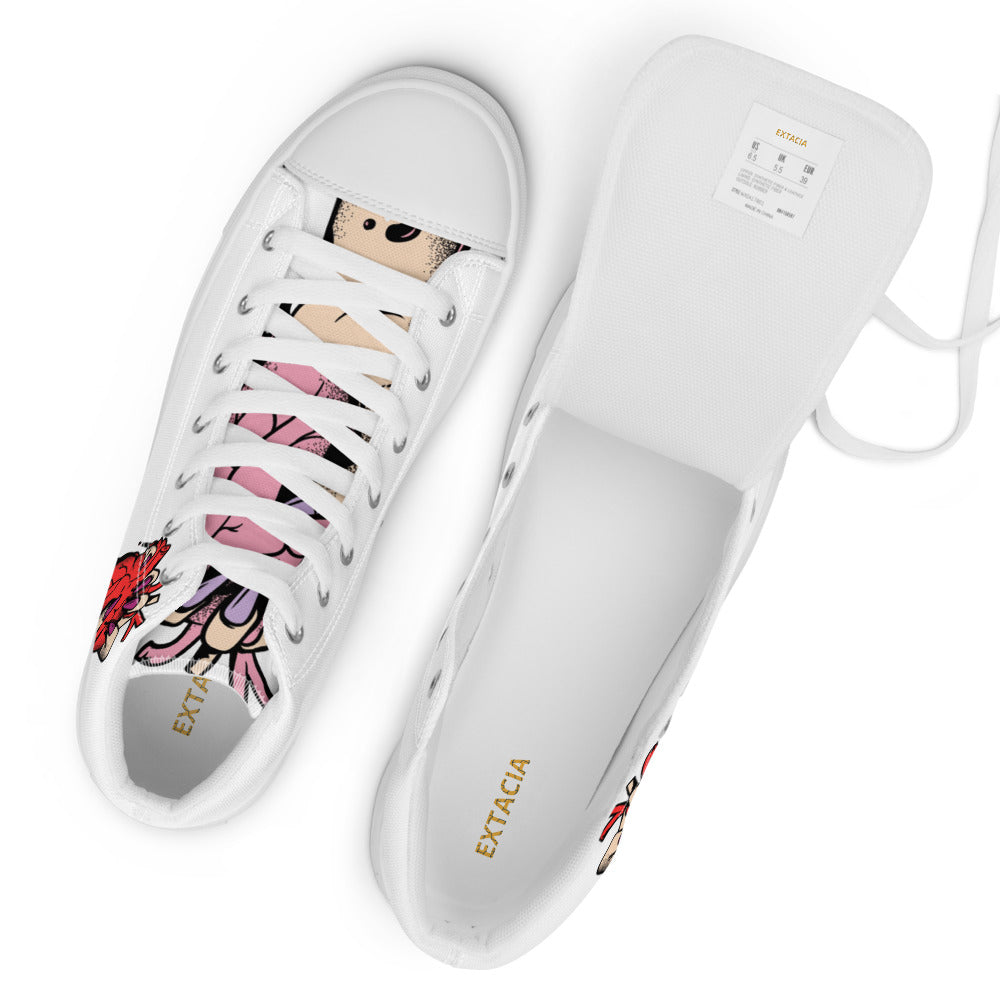 Baskets montantes homme - Couer déjà Pris - semelle blanche – vue de dessus, œillets et languette