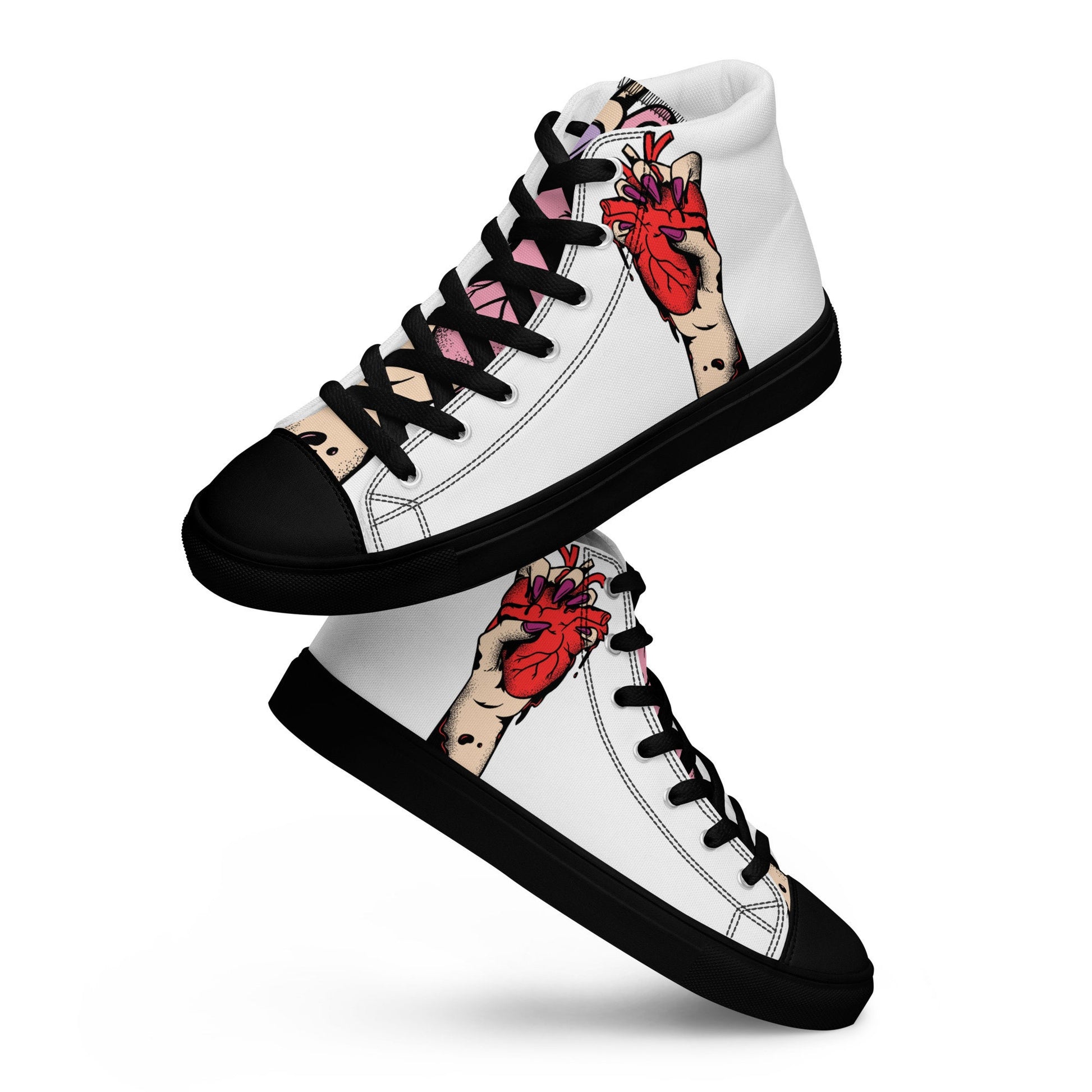 Baskets montantes homme - Couer déjà Pris - semelle noire – vue 3/4, silhouette complète