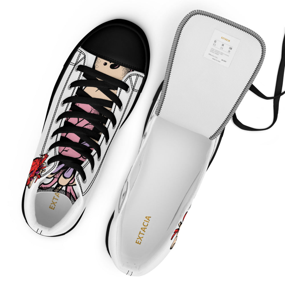 Baskets montantes homme - Couer déjà Pris - semelle noire – vue de dessus, œillets et languette