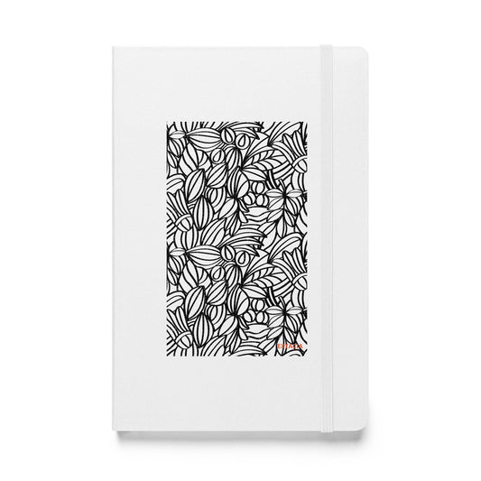 Carnet à couverture rigide vue de face, design minimal - blanc - A5 – Nature dense - blanc et noir