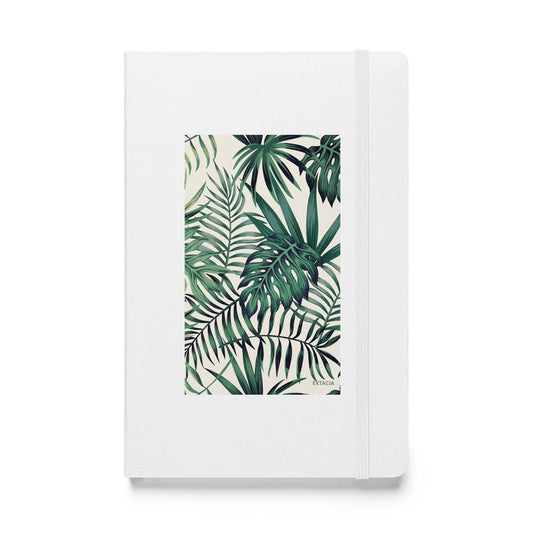 Carnet à couverture rigide vue de face, design minimal - blanc - A5 – Nature tropicale - plante