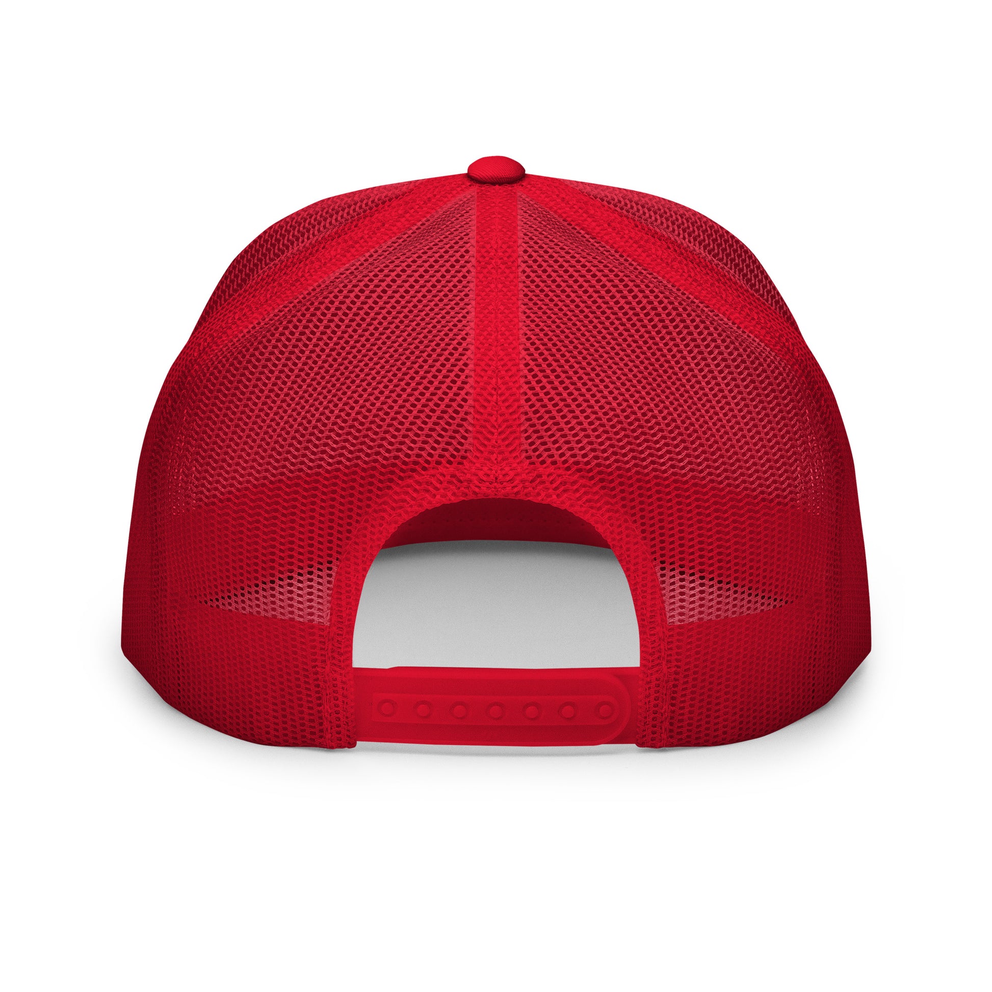 Casquette trucker  – vue de dos, réglage snapback - rouge blanc rouge motif brode coeur deja pris