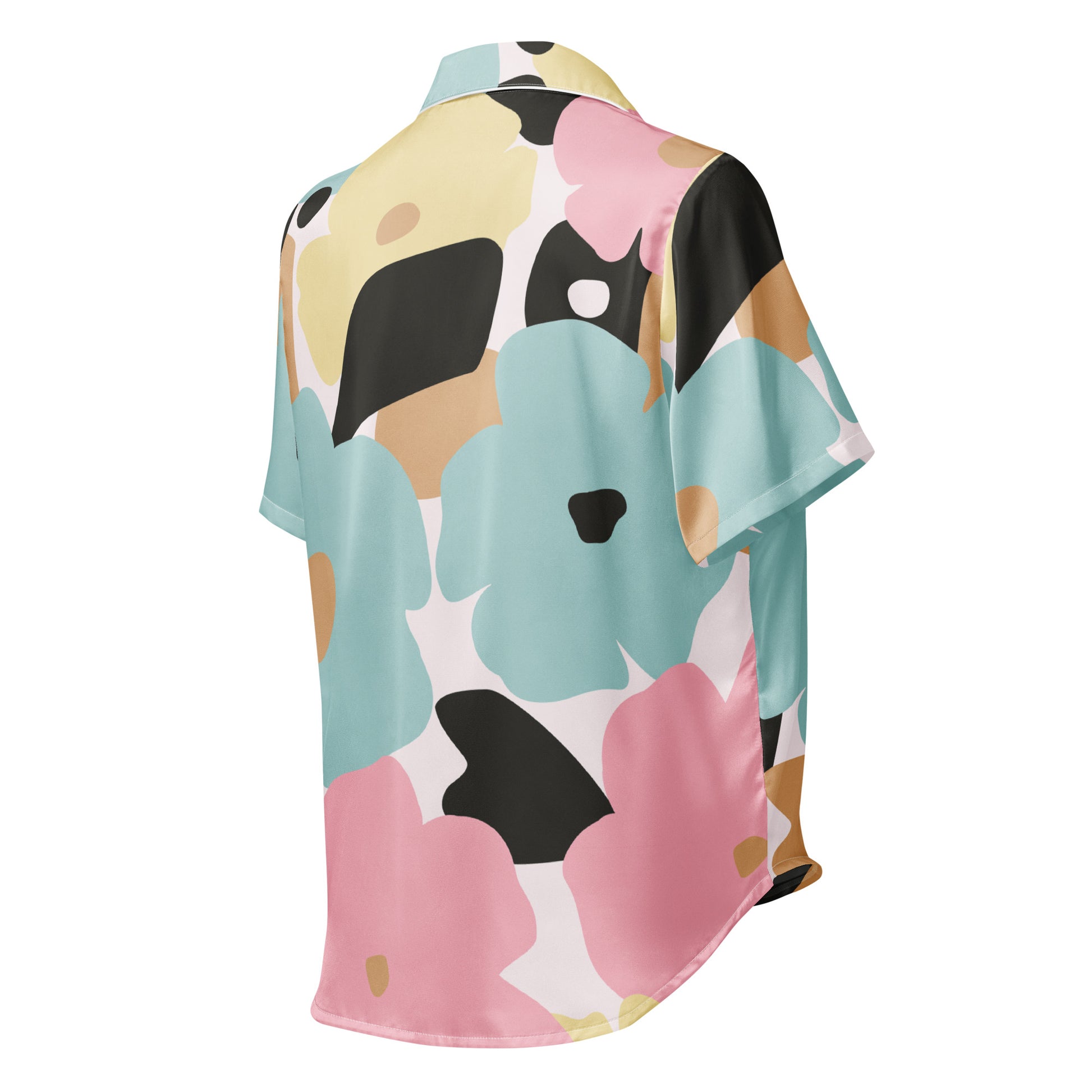 Chemisier – vue de dos, tombé naturel - manches courtes - fleuri, pastel