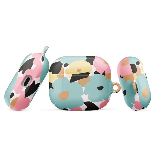 Coque AirPods résistante anti-choc & étanche – fleuri pastel nature minimaliste - profil, finition rigide et précision des découpes ExtaciaFrance
