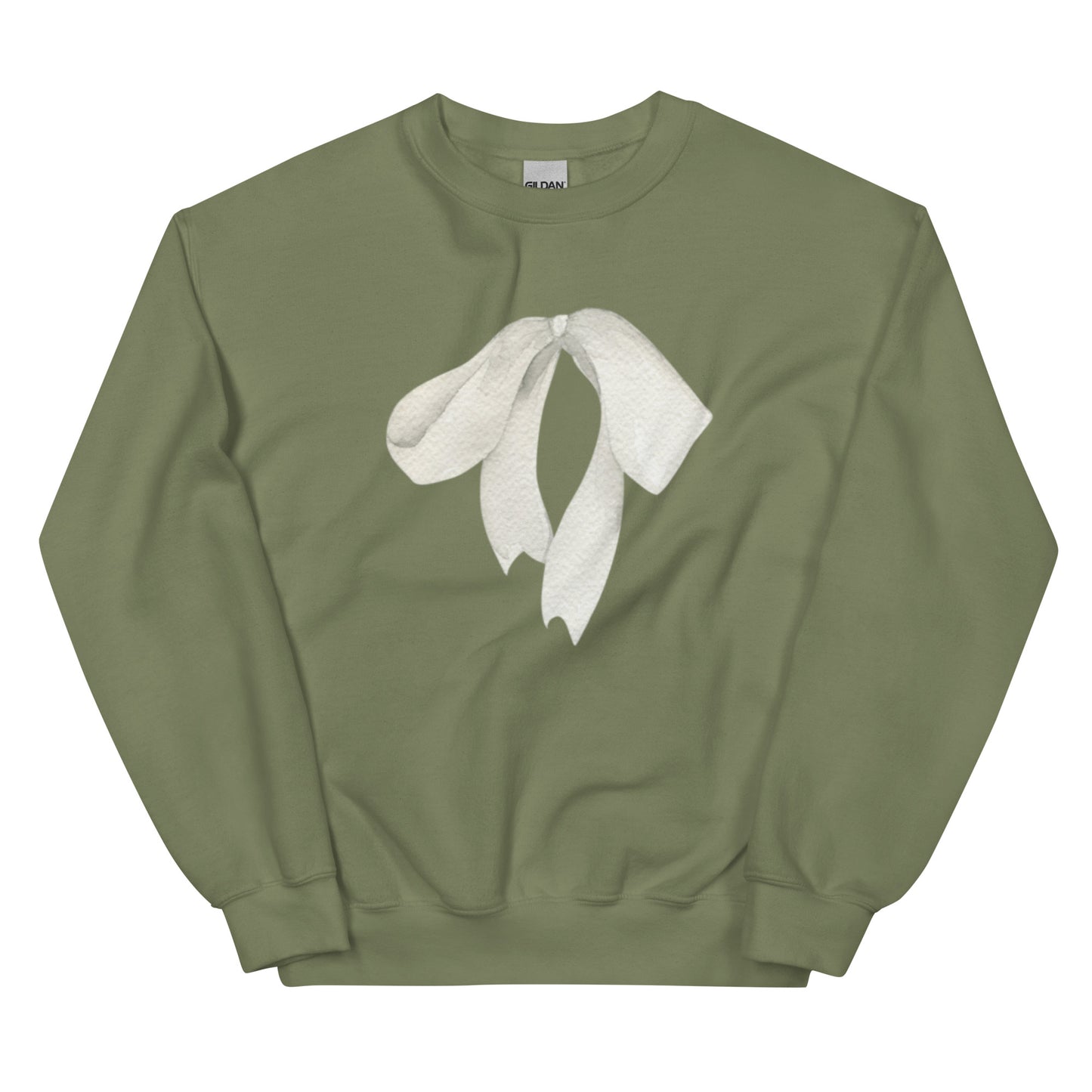 Gros plan impression et maille coton/polyester  - sweat femme motif imprimé "petit noeud" - kaki