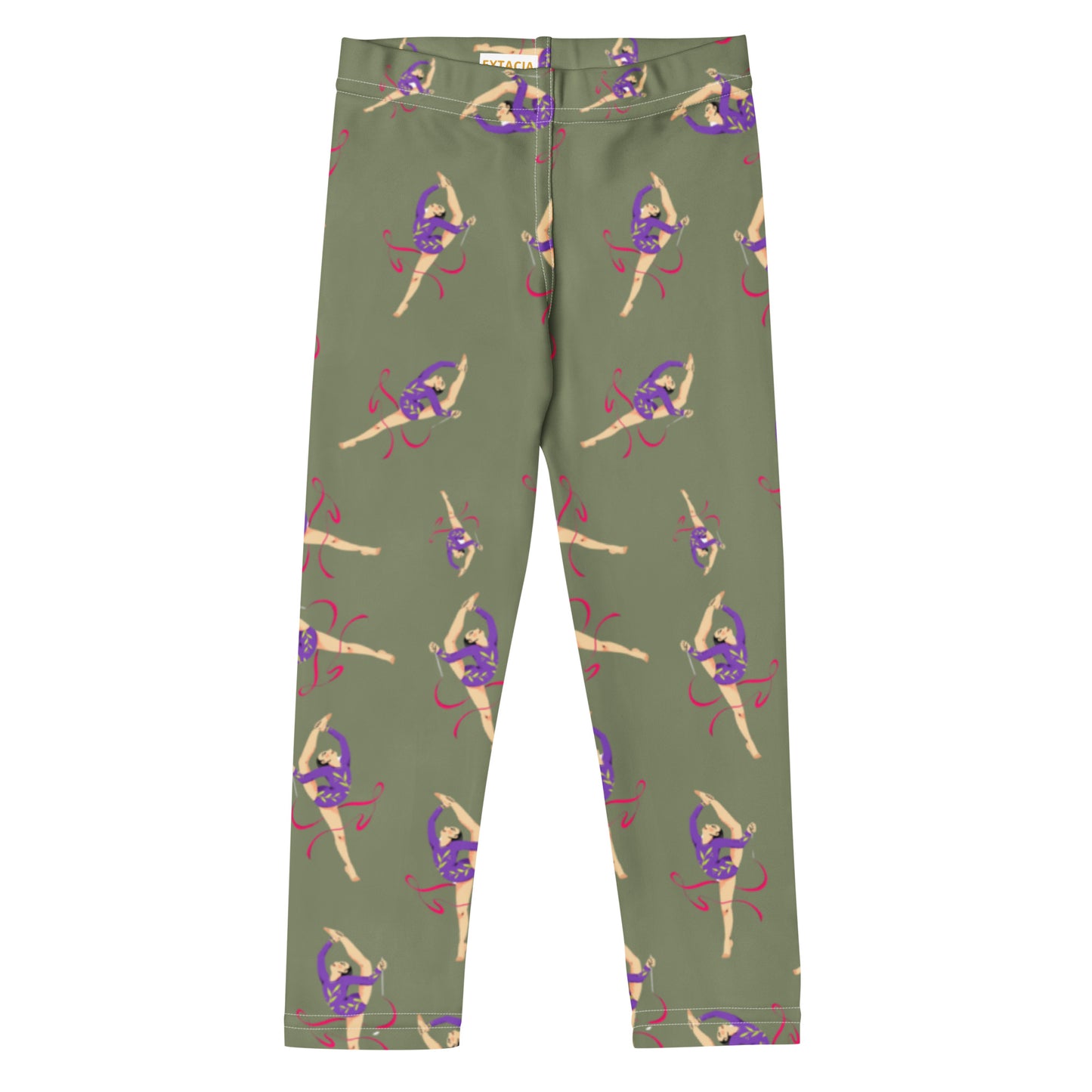 Leggings petite fille – Ourlets et coutures, leggings  - kaki - motif gymnaste danseuse