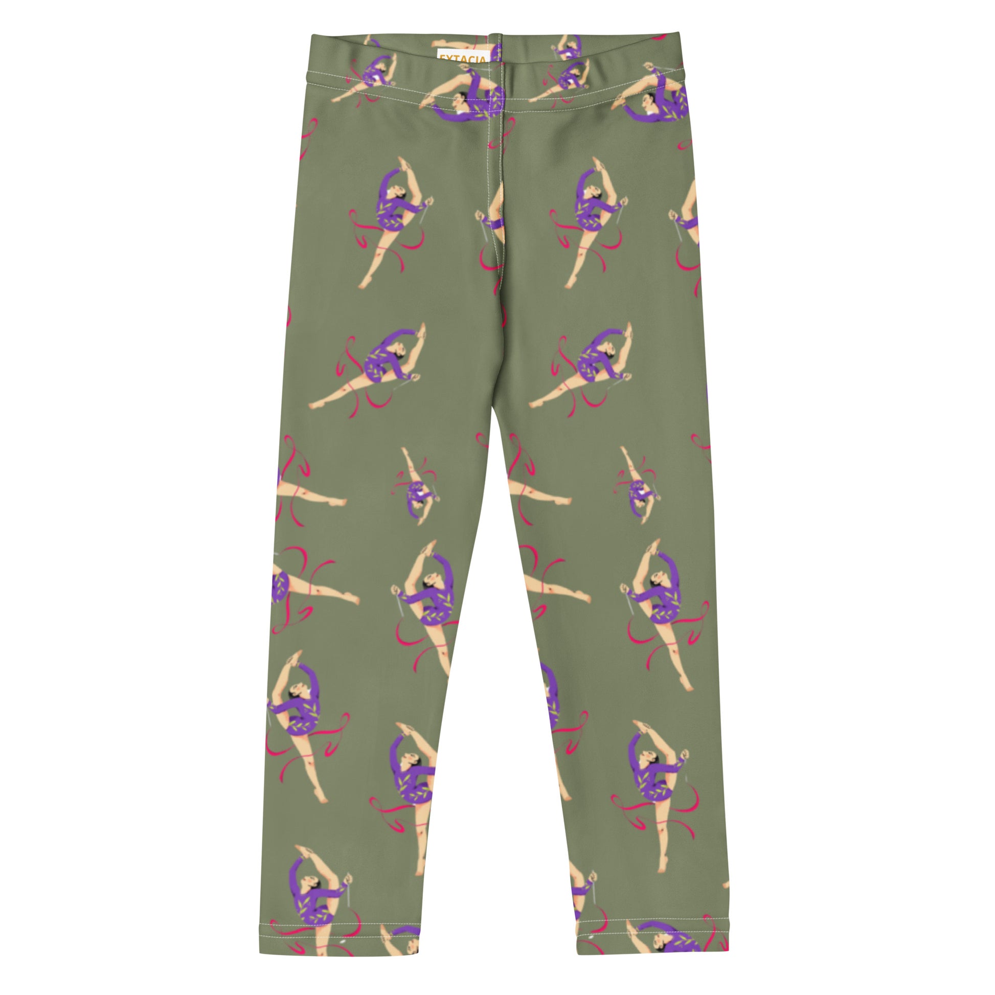 Leggings petite fille – Ourlets et coutures, leggings  - kaki - motif gymnaste danseuse