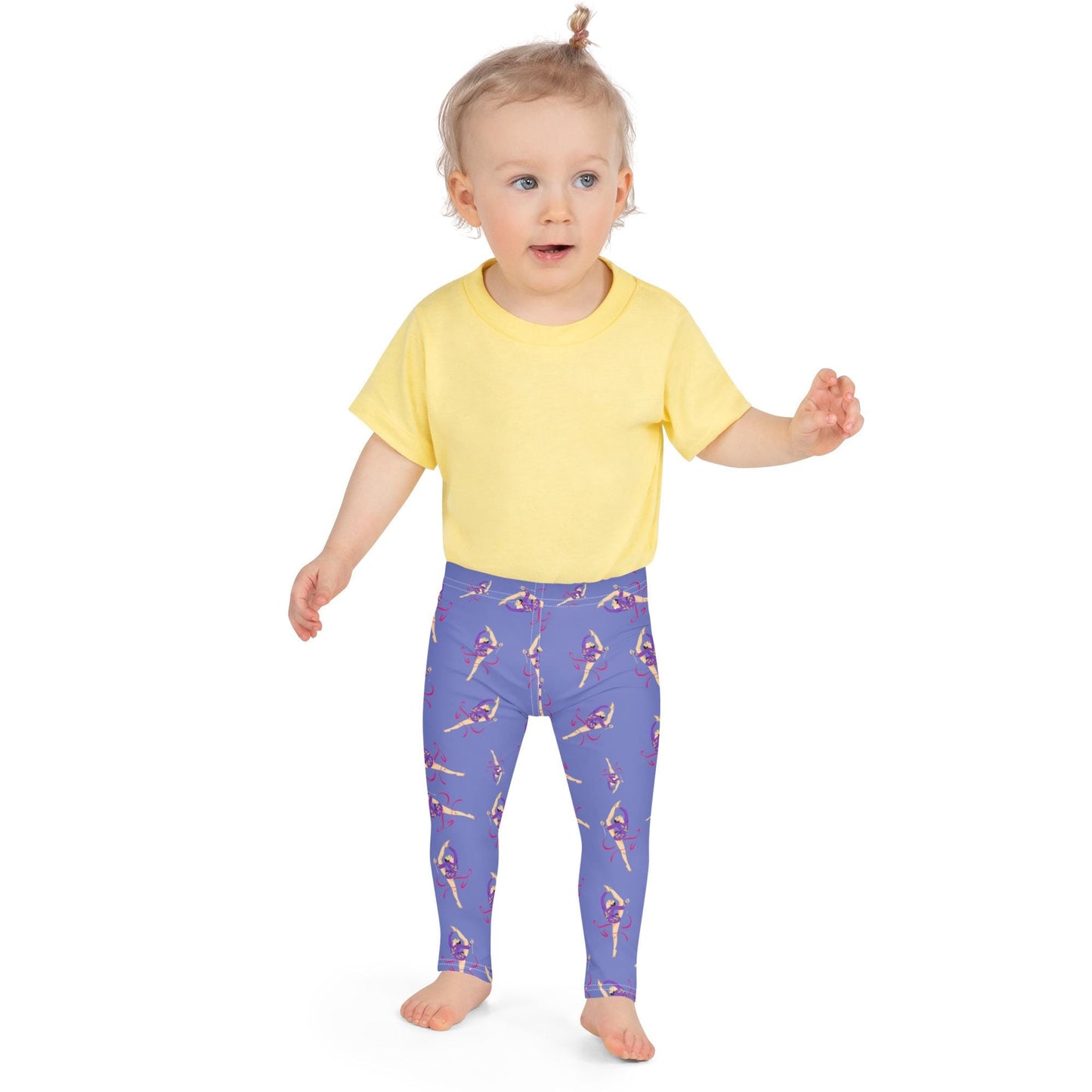 Leggings petite fille portés – crèche/école/danse, usage quotidien - lavande - motif gymnaste danseuse
