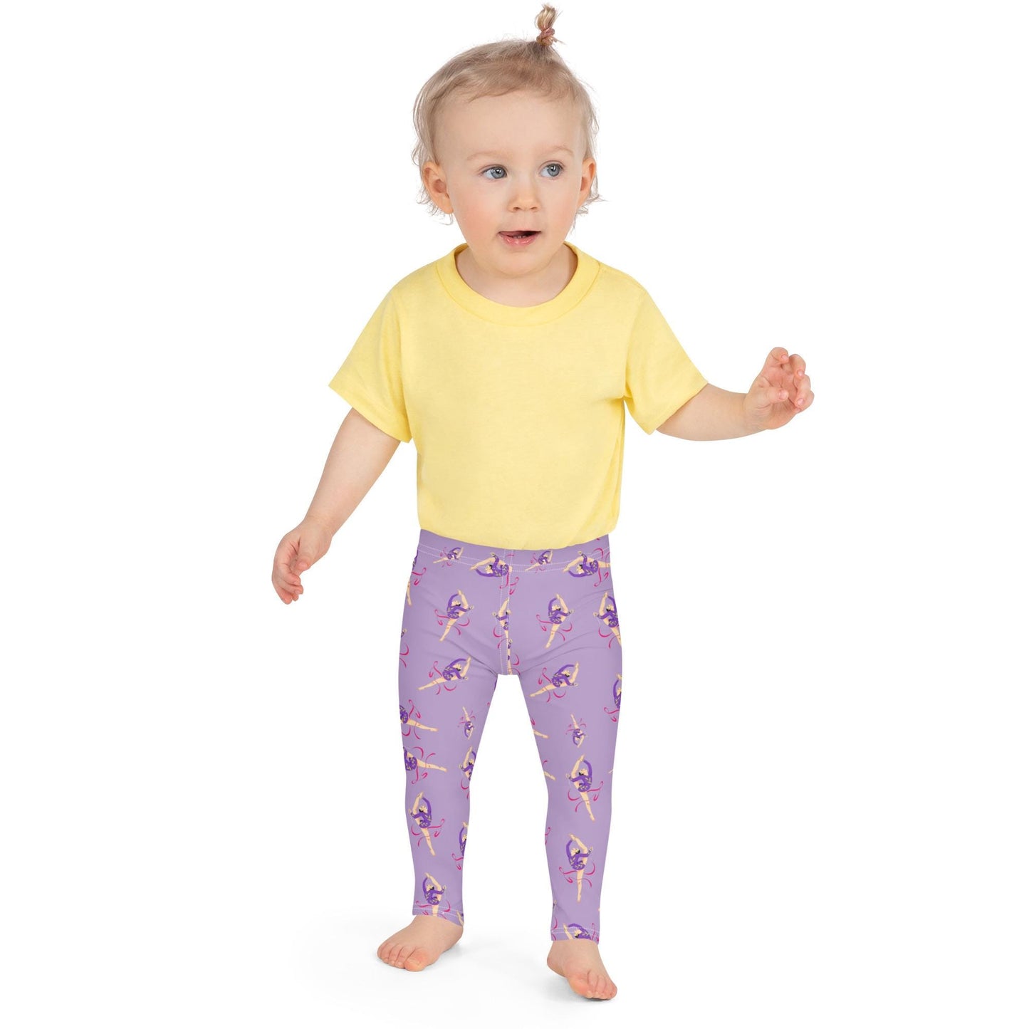 Leggings petite fille portés – crèche/école/danse, usage quotidien - lila - motif gymnaste danseuse
