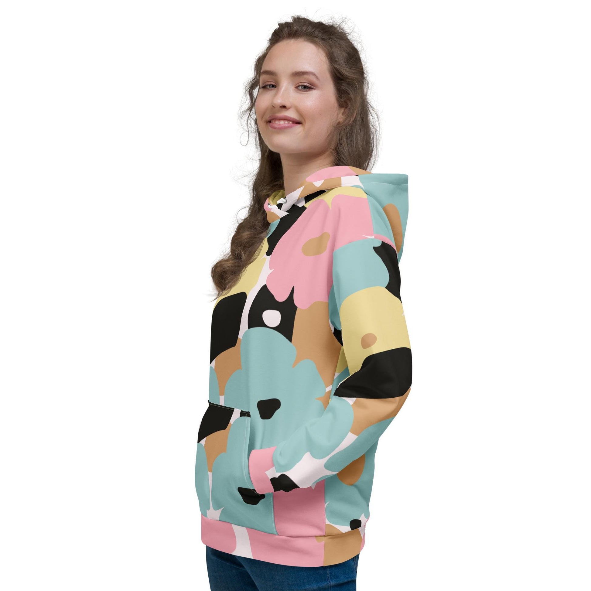 Poche kangourou & cordons, usage quotidien  - fleuri, pastel - graphique minimaliste