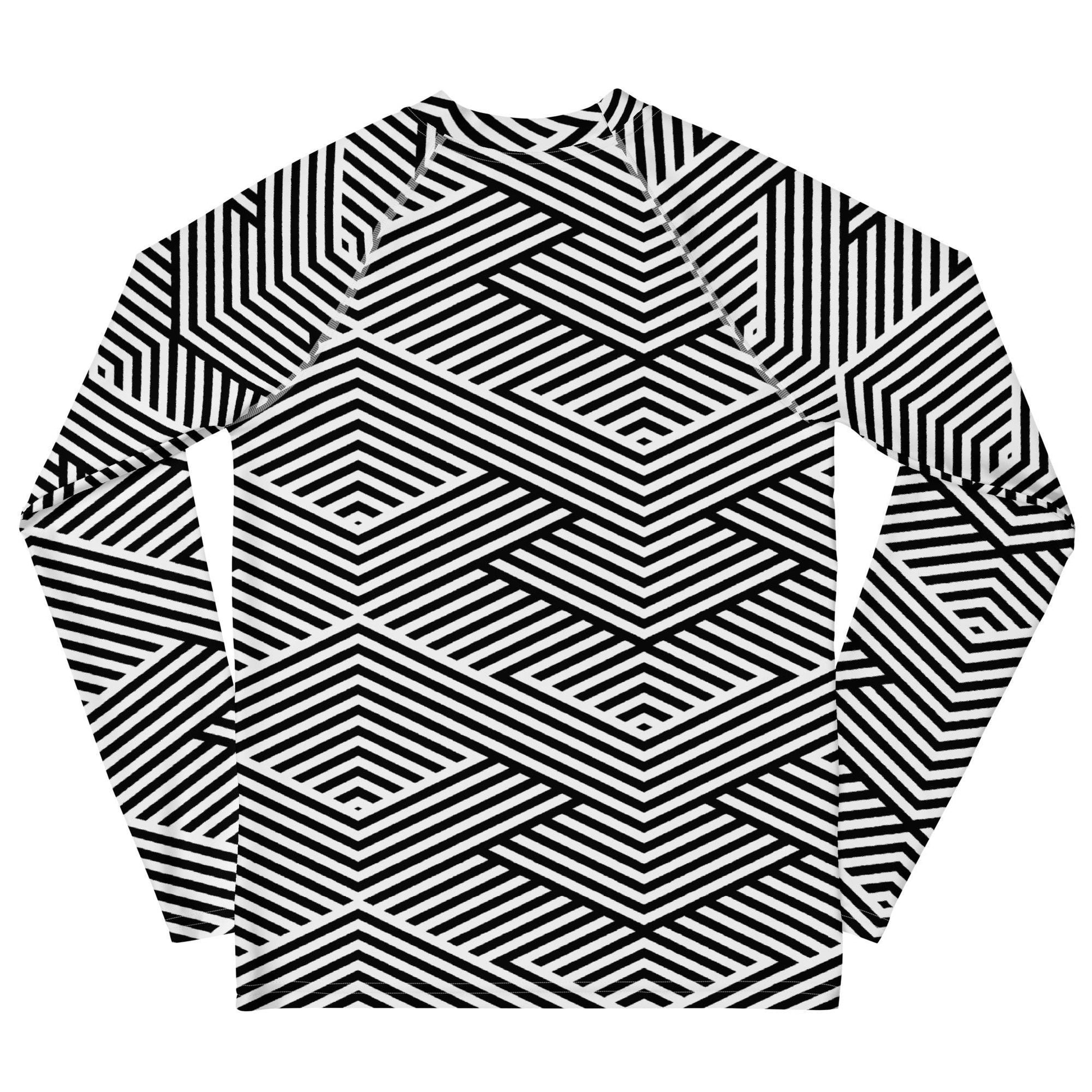 Rash guard fille ado - blanc et noir à rayures graphique minimaliste – Col/poignets/ourlets
