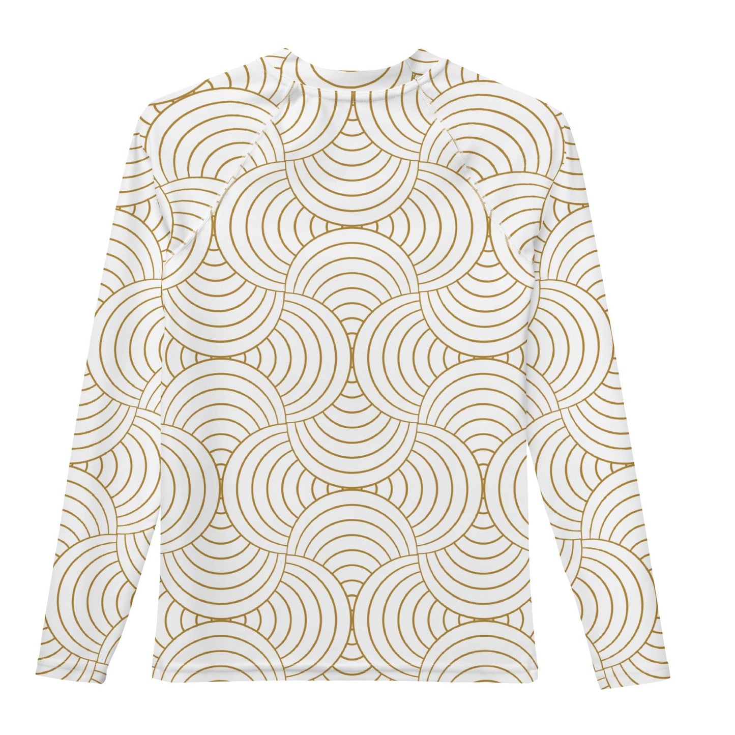 Rash guard fille ado - blanc et or à spirales graphique minimaliste – Col/poignets/ourlets