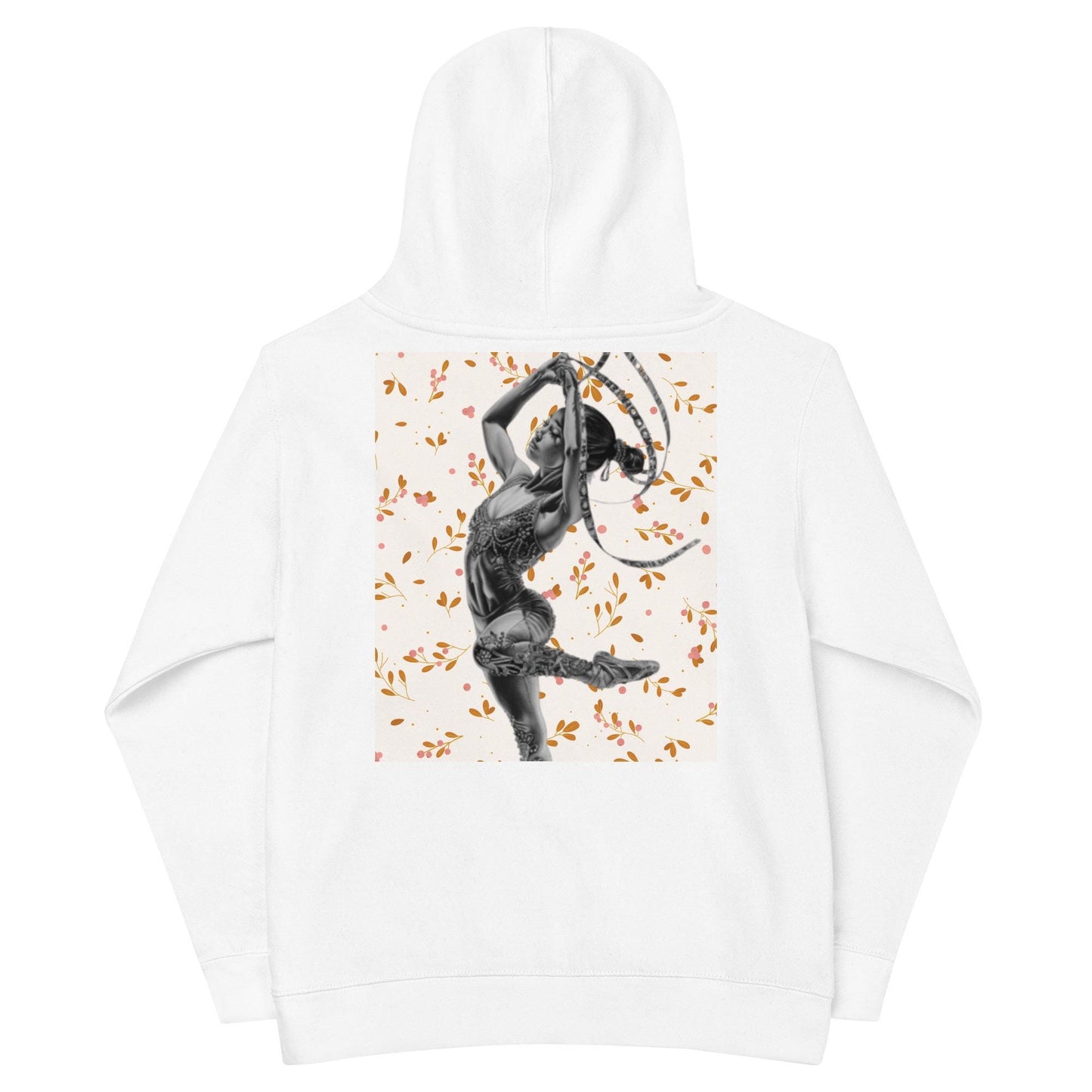 Sweat à capuche petite fille - fleurs du printemps - motif gymnaste danseuse -  blanc - coton-mélange motif imprimé – dos, maille serrée et finitions côtelées