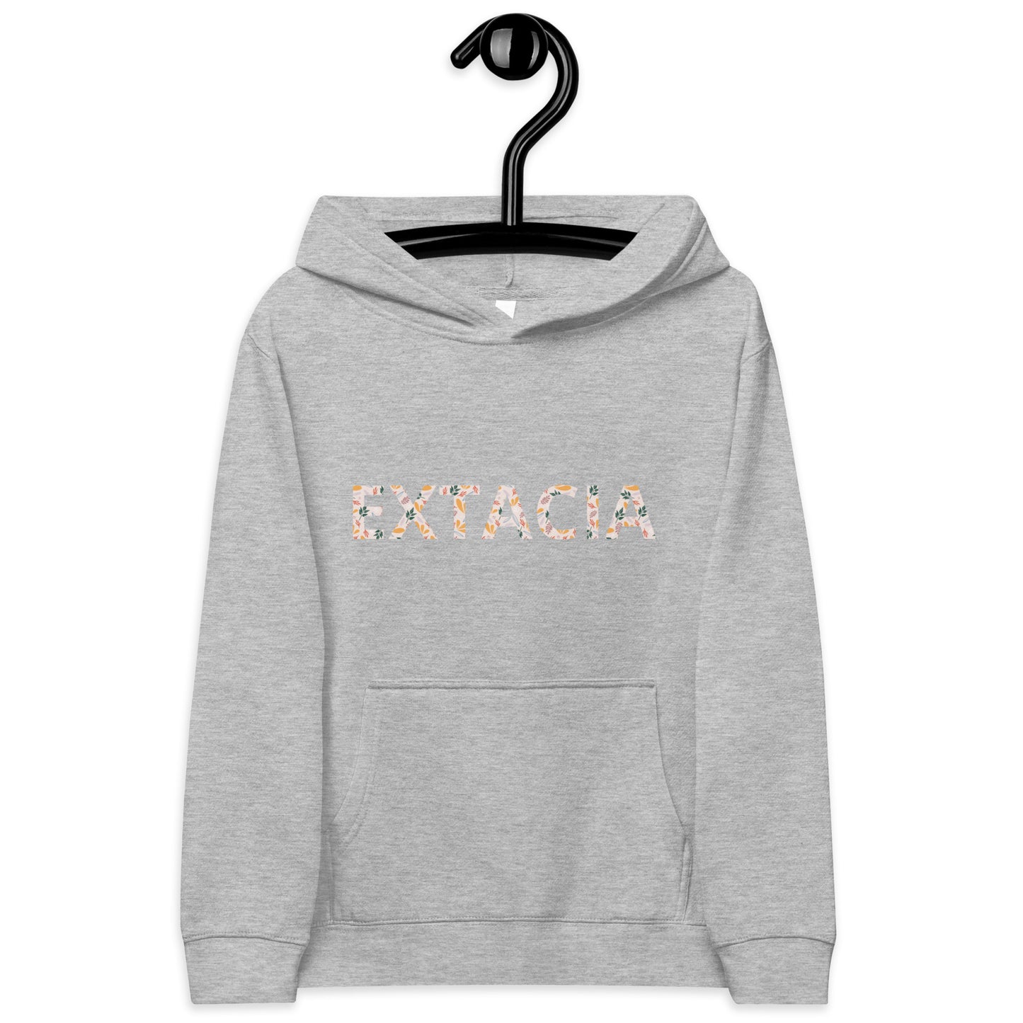 Sweat à capuche petite fille - gris cendre - motif gymnaste danseuse - gris - coton-mélange motif imprimé – 	Détail motif imprimé poitrine sweat petite fille ExtaciaFrance