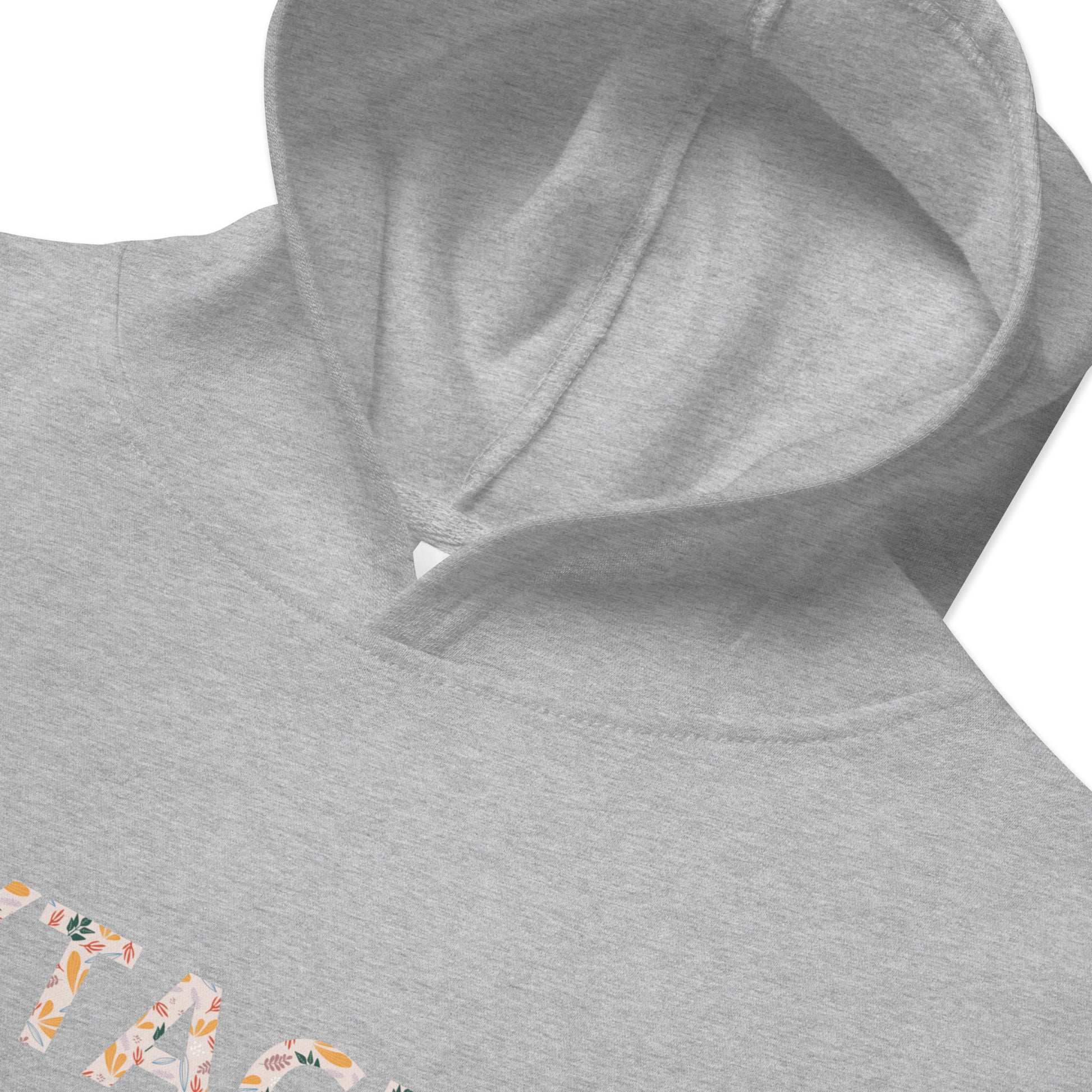 Sweat à capuche petite fille - gris cendre - motif gymnaste danseuse - gris - coton-mélange motif imprimé – Zoom capuche et poignets – sweat à capuche petite fille coton-mélange ExtaciaFrance