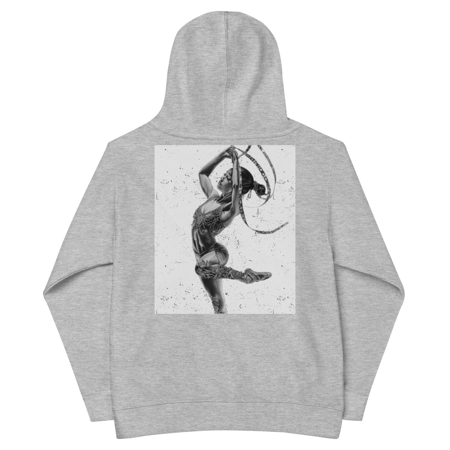 Sweat à capuche petite fille - gris cendre - motif gymnaste danseuse -  gris - coton-mélange motif imprimé – dos, maille serrée et finitions côtelées