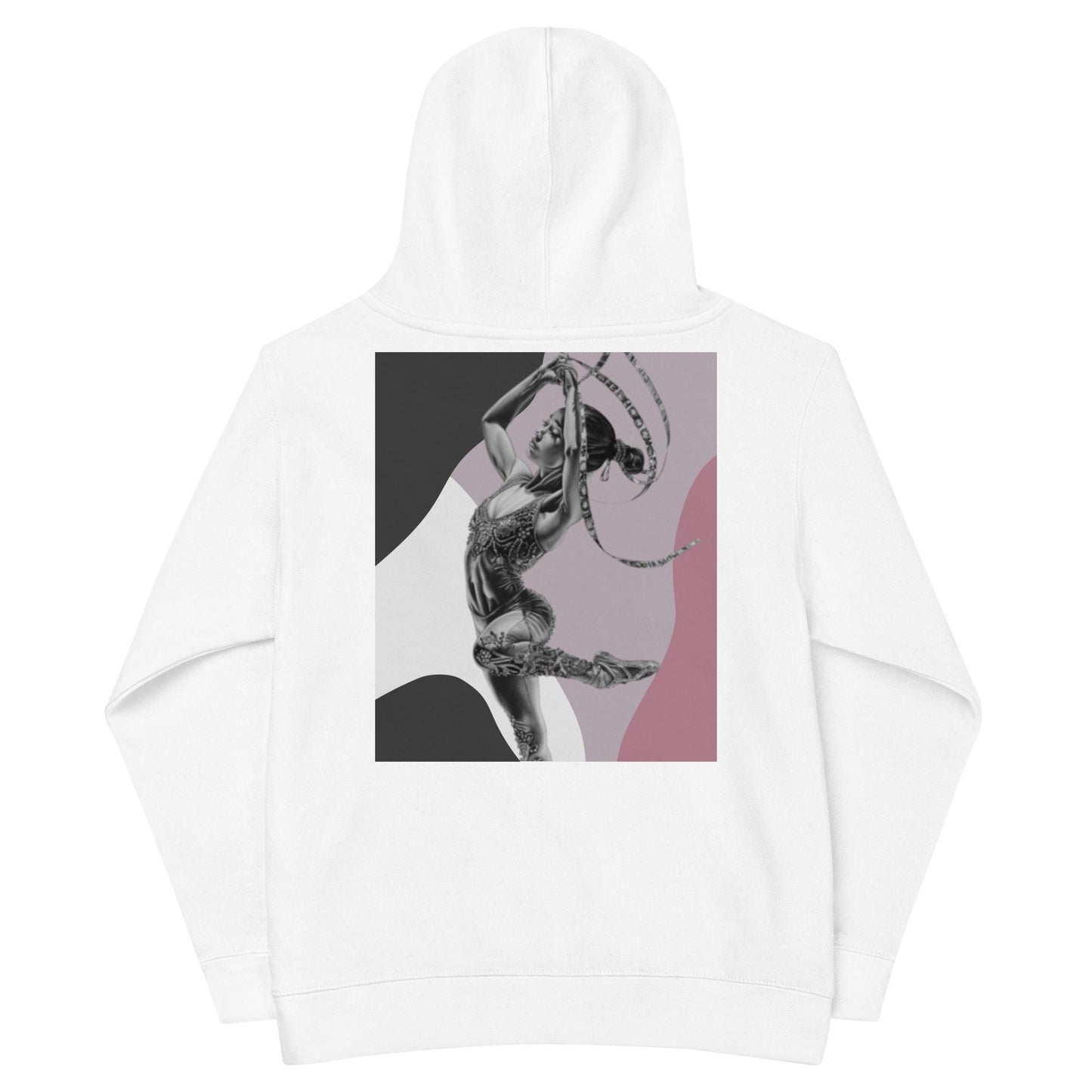 Sweat à capuche petite fille - jeux de gris et rose - motif gymnaste danseuse -  blanc - coton-mélange motif imprimé – dos, maille serrée et finitions côtelées