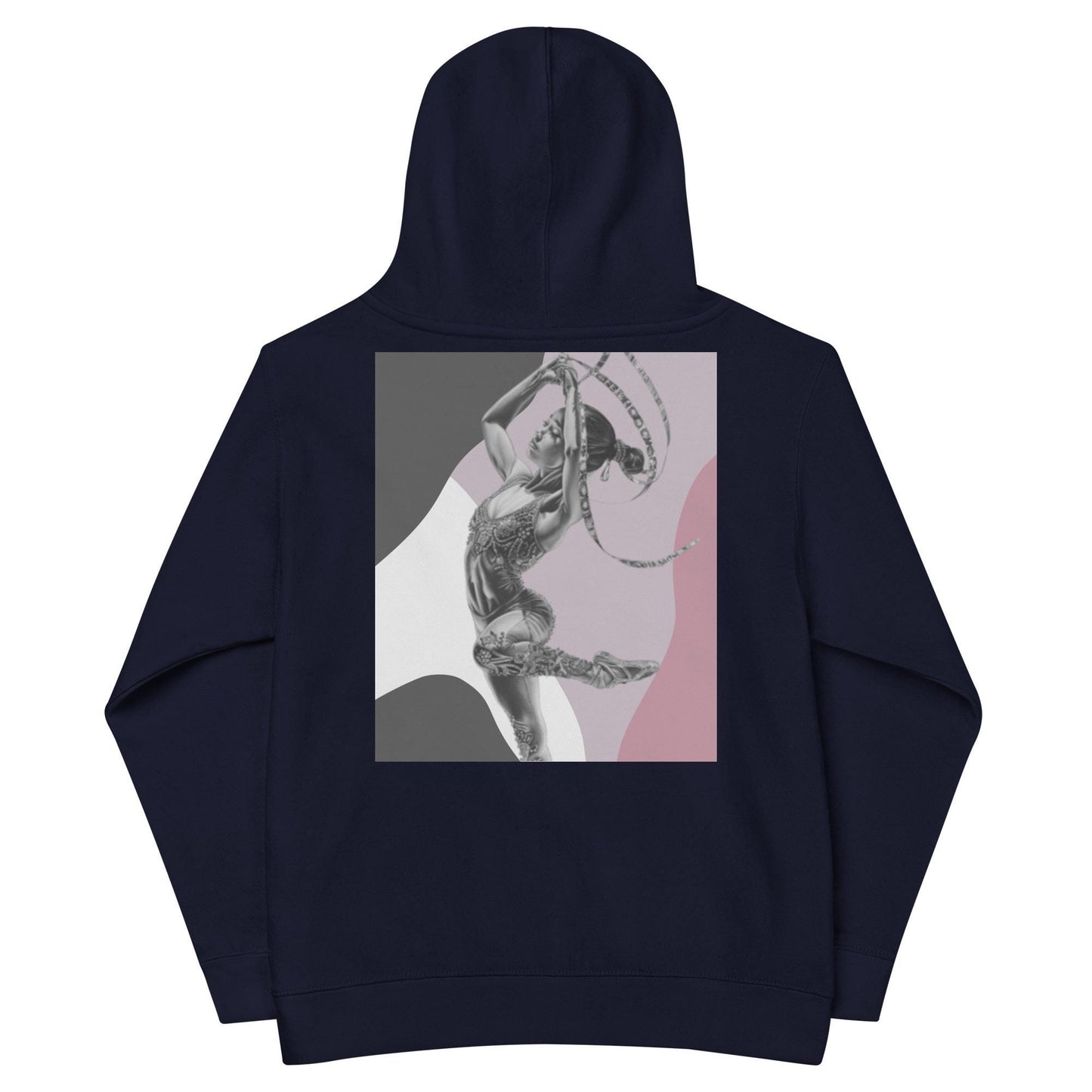 Sweat à capuche petite fille - jeux de gris et rose - motif gymnaste danseuse -  bleu marine - coton-mélange motif imprimé – dos, maille serrée et finitions côtelées