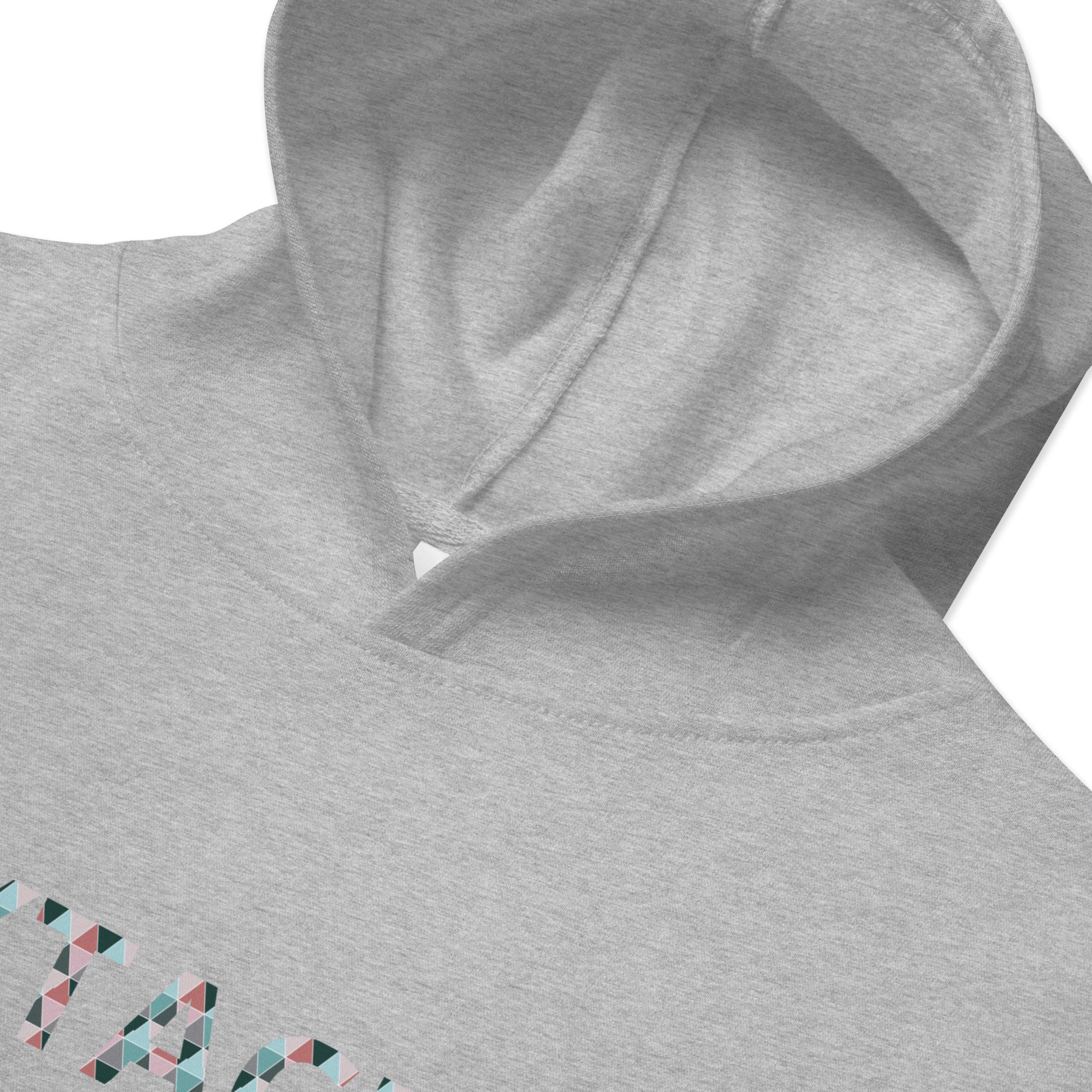 Sweat à capuche petite fille - jeux de gris et rose - motif gymnaste danseuse - gris - - coton-mélange motif imprimé – Zoom capuche et poignets – sweat à capuche petite fille coton-mélange ExtaciaFrance