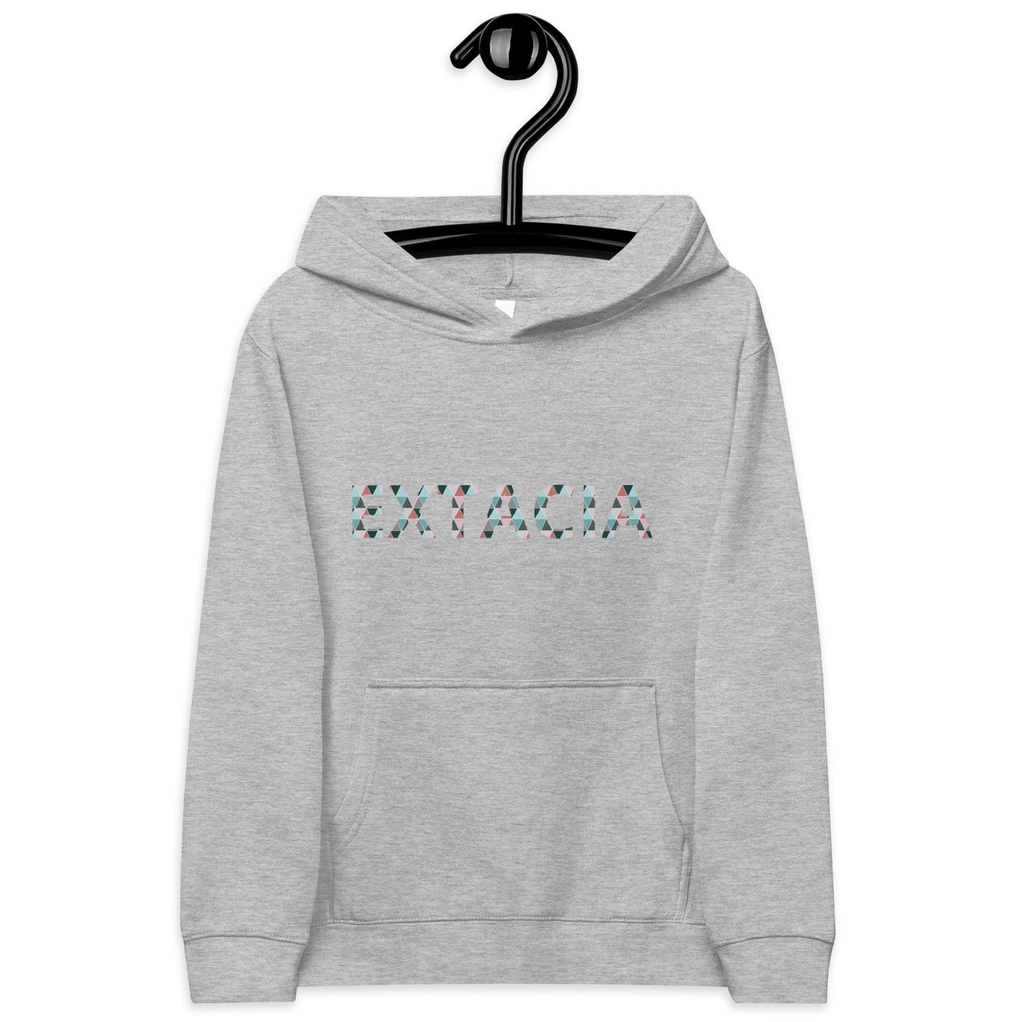 Sweat à capuche petite fille - jeux de gris et rose - motif gymnaste danseuse - gris - coton-mélange motif imprimé – Détail motif imprimé poitrine sweat petite fille ExtaciaFrance