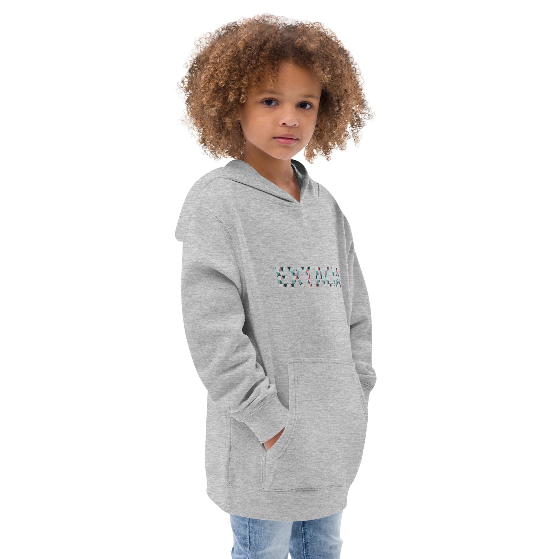 Sweat à capuche petite fille - jeux de gris et rose - motif gymnaste danseuse - gris - coton-mélange motif imprimé – profil, capuche doublée et coupe confortable ExtaciaFrance