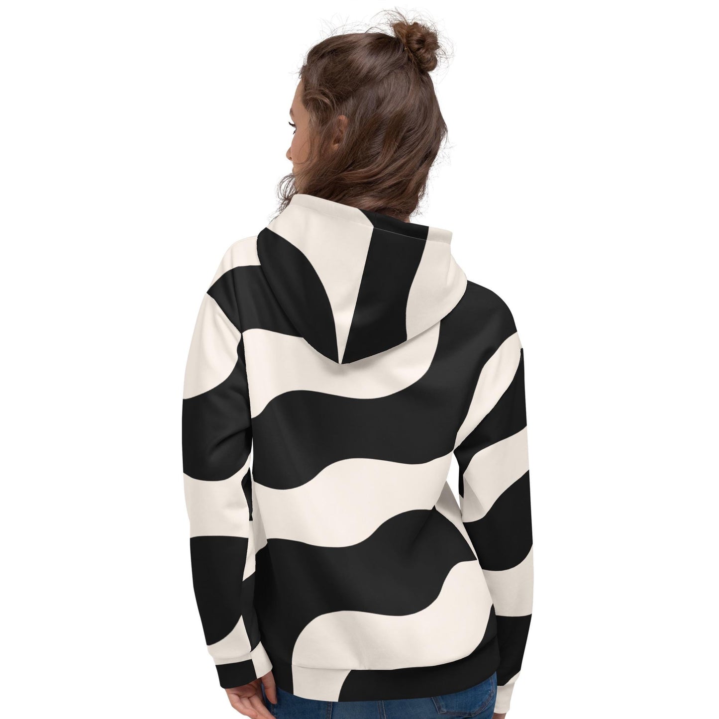 Sweat – vue de dos, finitions propres - beige et noir - graphique minimaliste