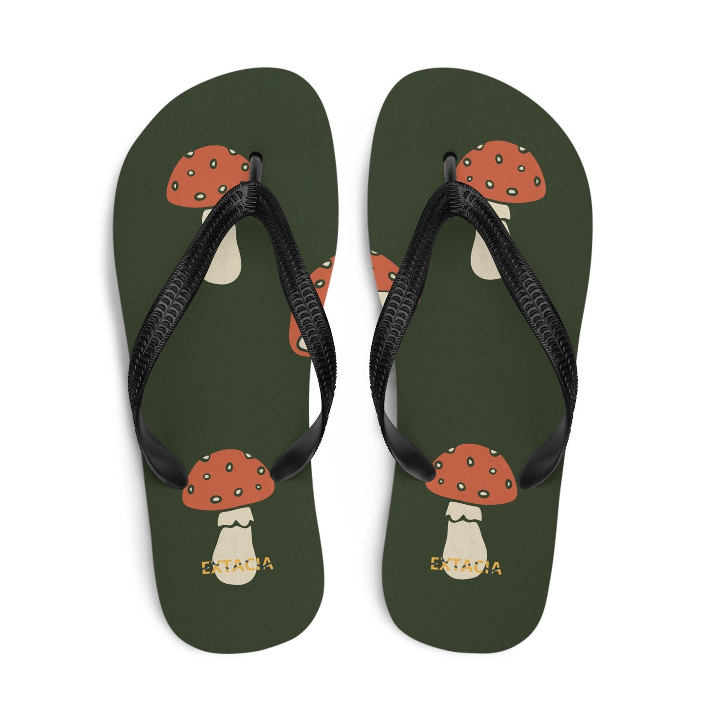 Tongs homme - vert imprimé – vue de dessus, surface antidérapante - Collection Vert Champignon