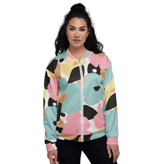 Veste bombardier femme - fleuri, pastel - zippée, légère et confortable – vue de face