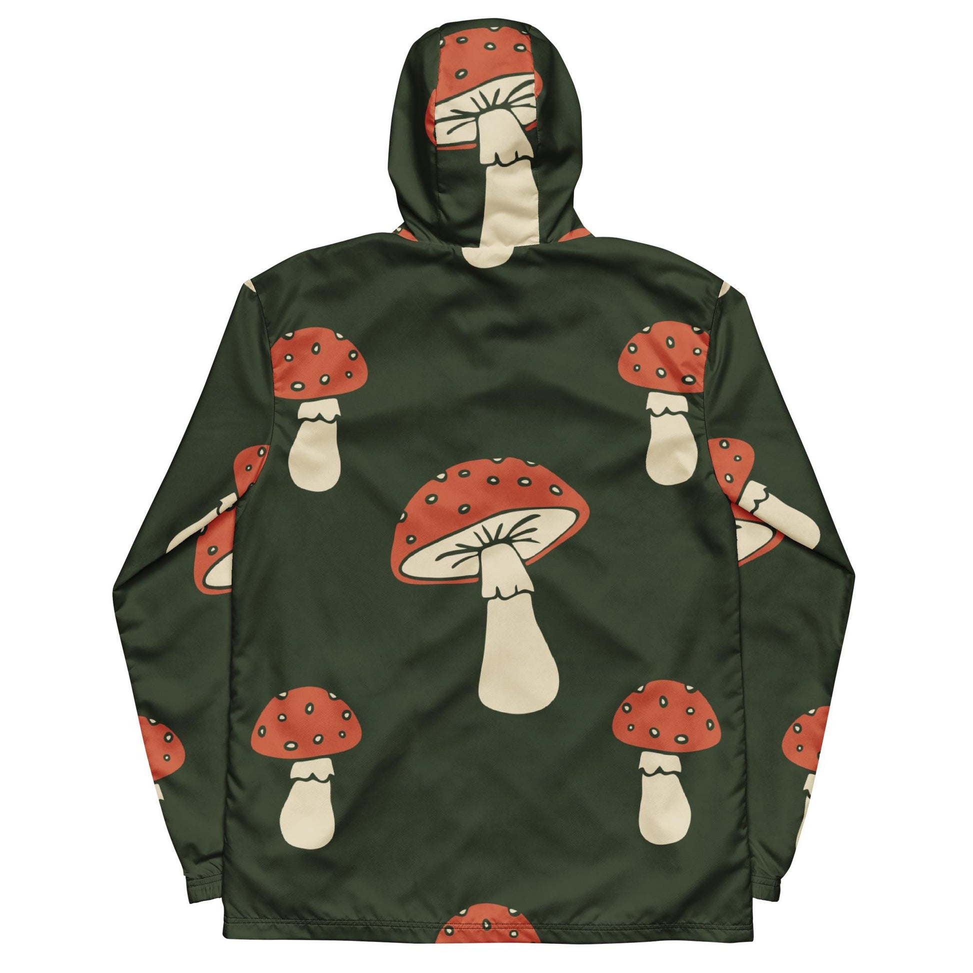 Veste coupe-vent homme, vert champignon, Imprimé – vue de dos, ourlet et poignets élastiqués