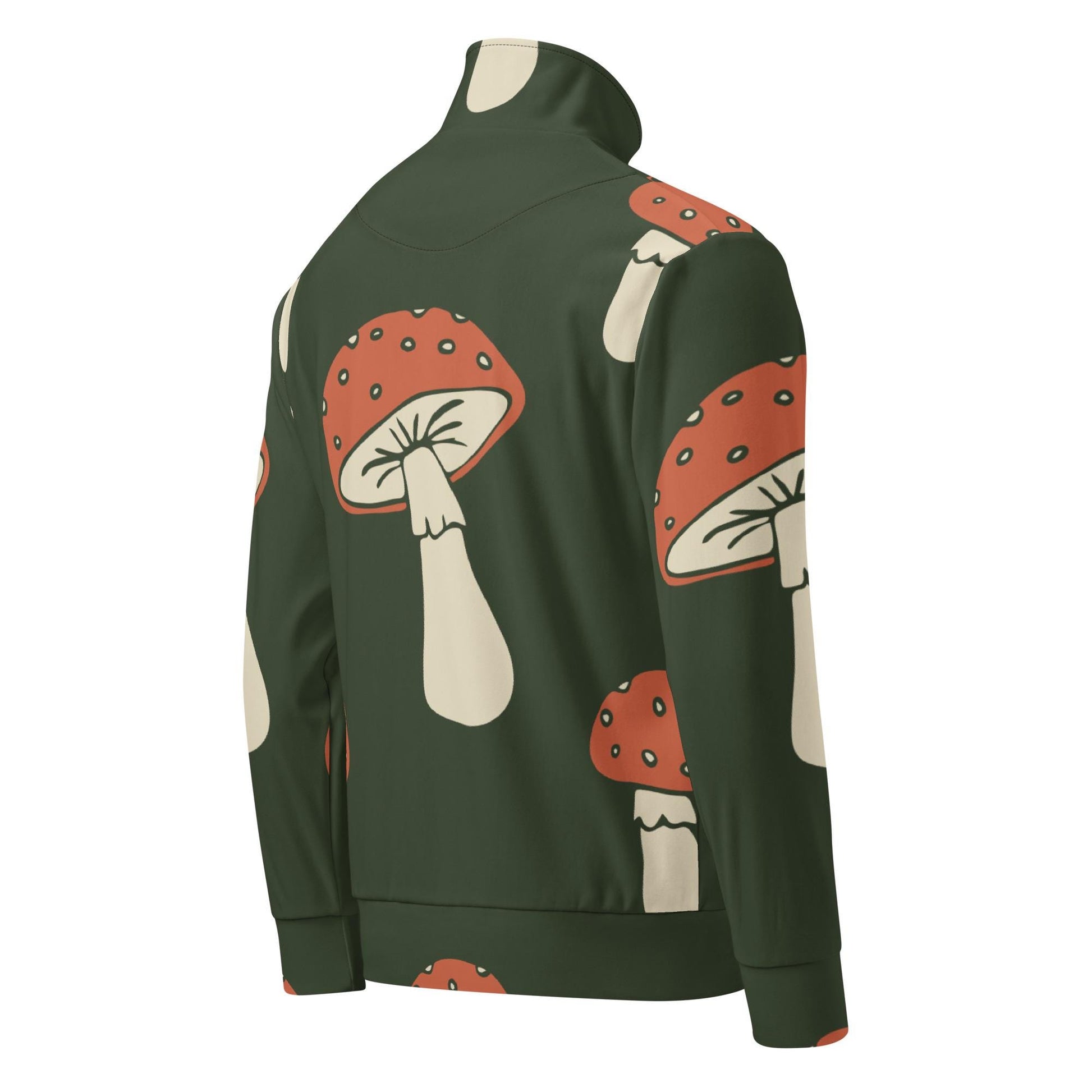 Veste de survêtement homme - Vert champignon imprimé – vue de profil, col montant