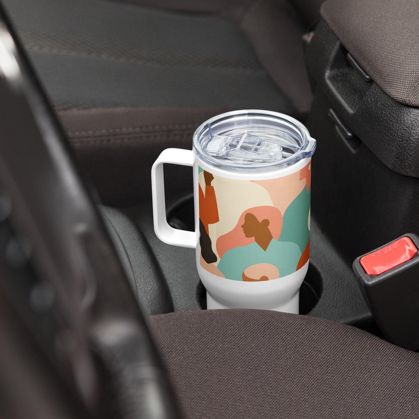 Mug Isotherme Inox - Mug de Voyage Isotherme en Acier Inoxydable avec Anse Design des Silhouettes Feminines Femmes - THERMOS Durable Étanche