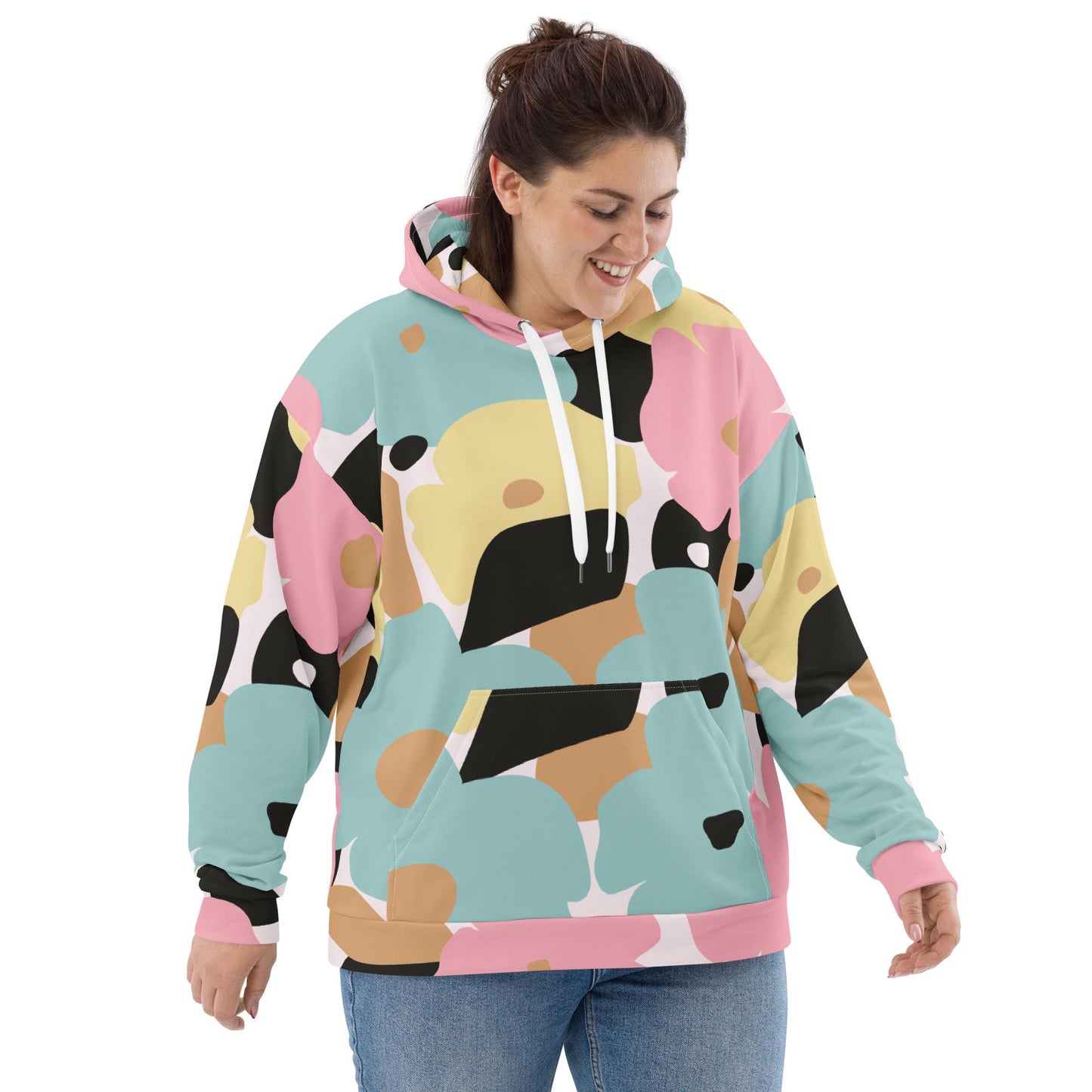 Sweat à capuche pour femme – Fleuri, Pastel – Polyester recyclé, doux & durable – Nature Minimaliste