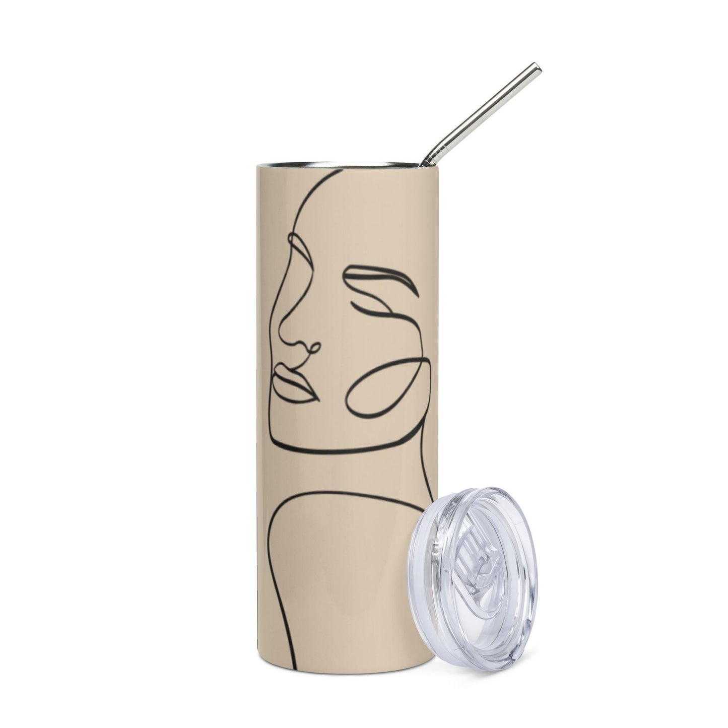 Mug isotherme inox - Gobelet en Acier Inoxydable – Mug de Voyage Durable Étanche Élégant - thermos gourde - Design Minimaliste, Calligraphie