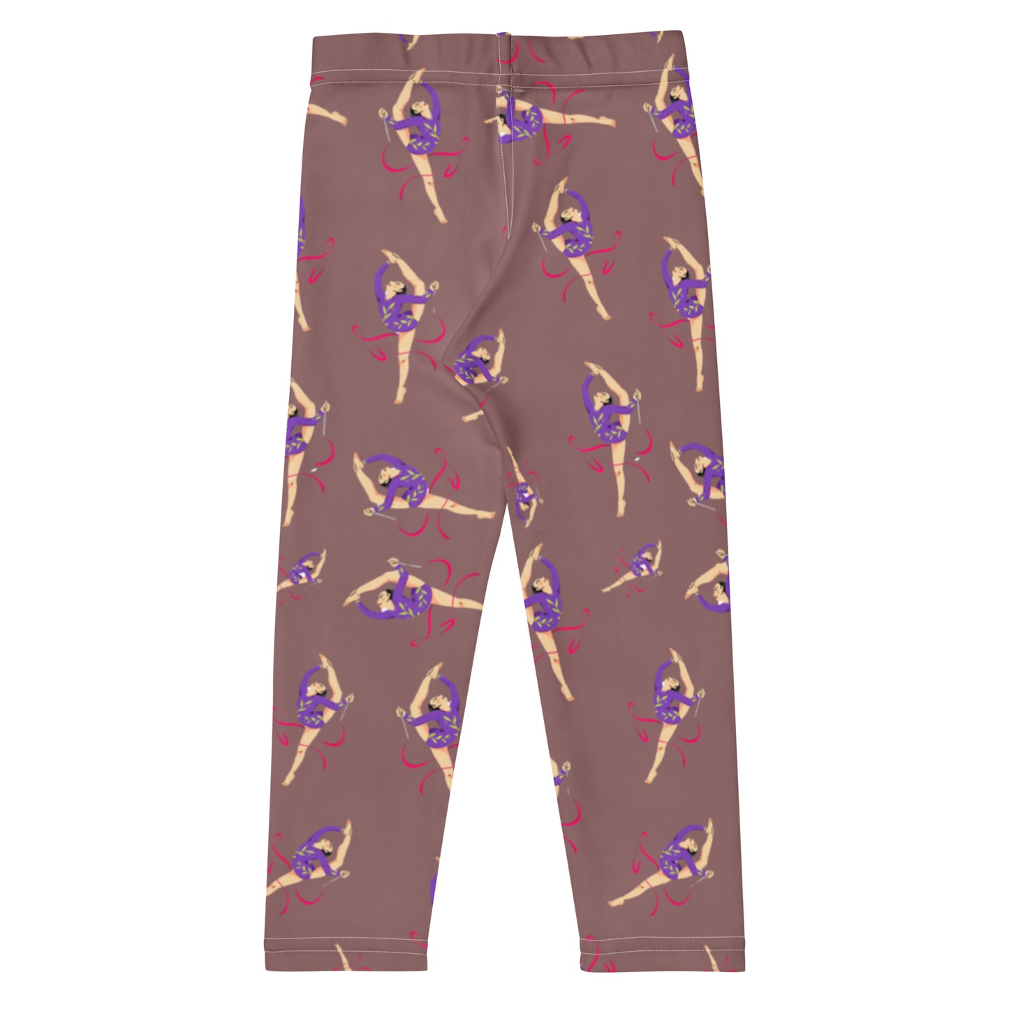Legging pour petite fille – Vieux Rose – Doux, extensible, toutes saisons – Motif Gymnaste Danseuse